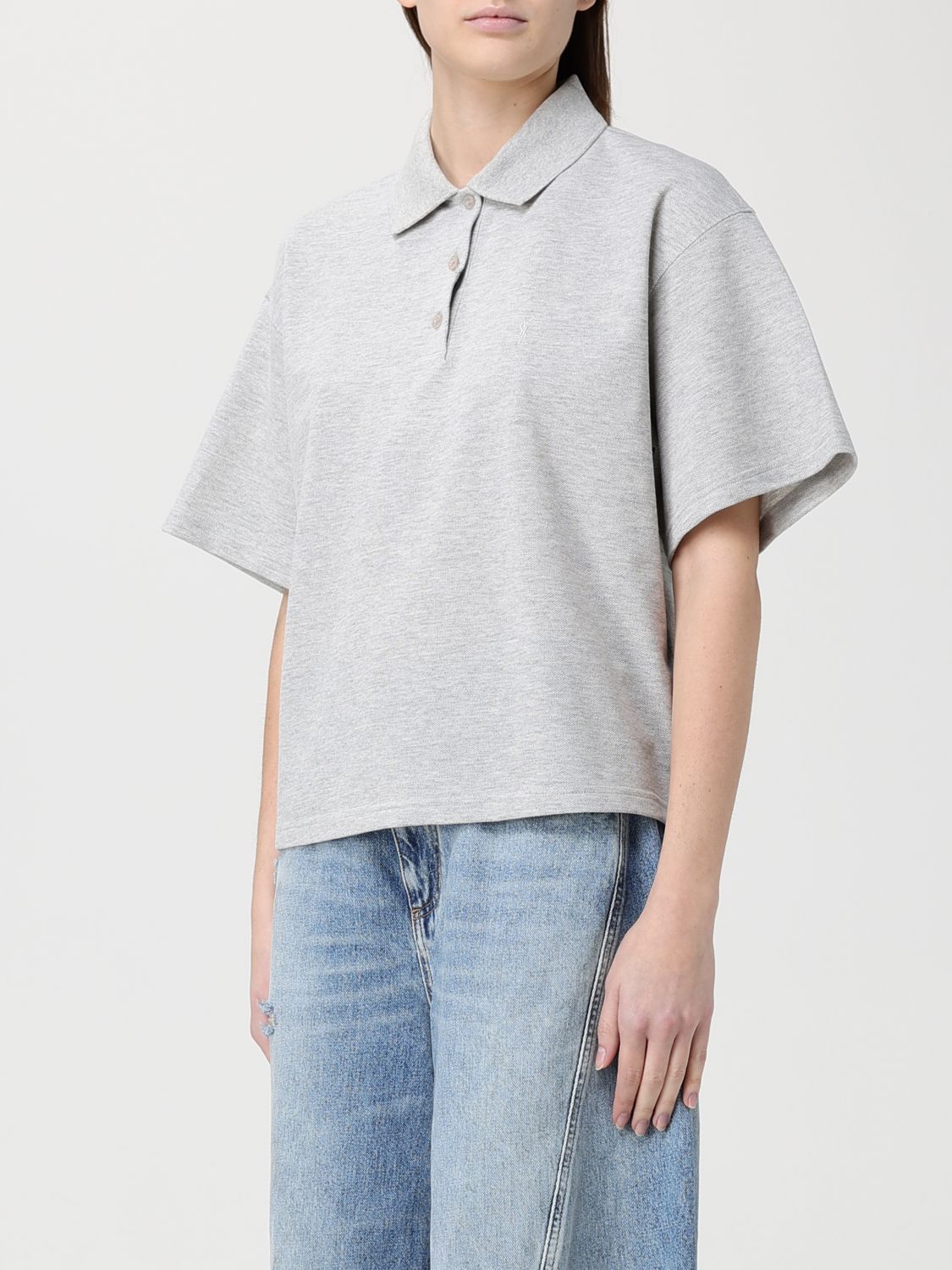 Saint Laurent Polo Shirt Woman Grey SAINT LAURENT