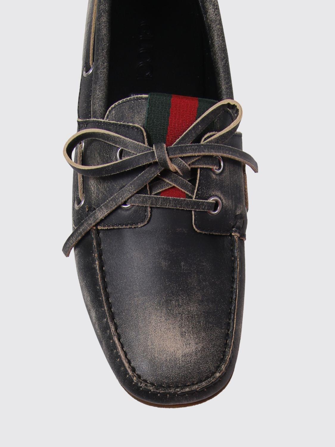 Gucci Men Gucci Used Leather Boat Loafers GUCCI