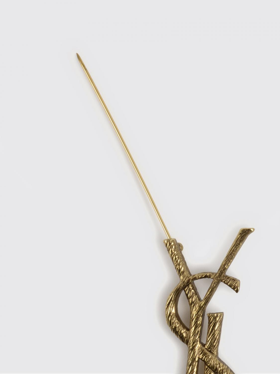 Saint Laurent Women Saint Laurent Ysl Monogram Brooch In Brushed Brass With A Gold-Finish SAINT LAURENT