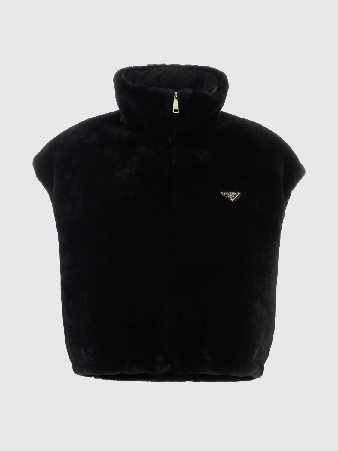 Prada Fur Coat Woman Black PRADA