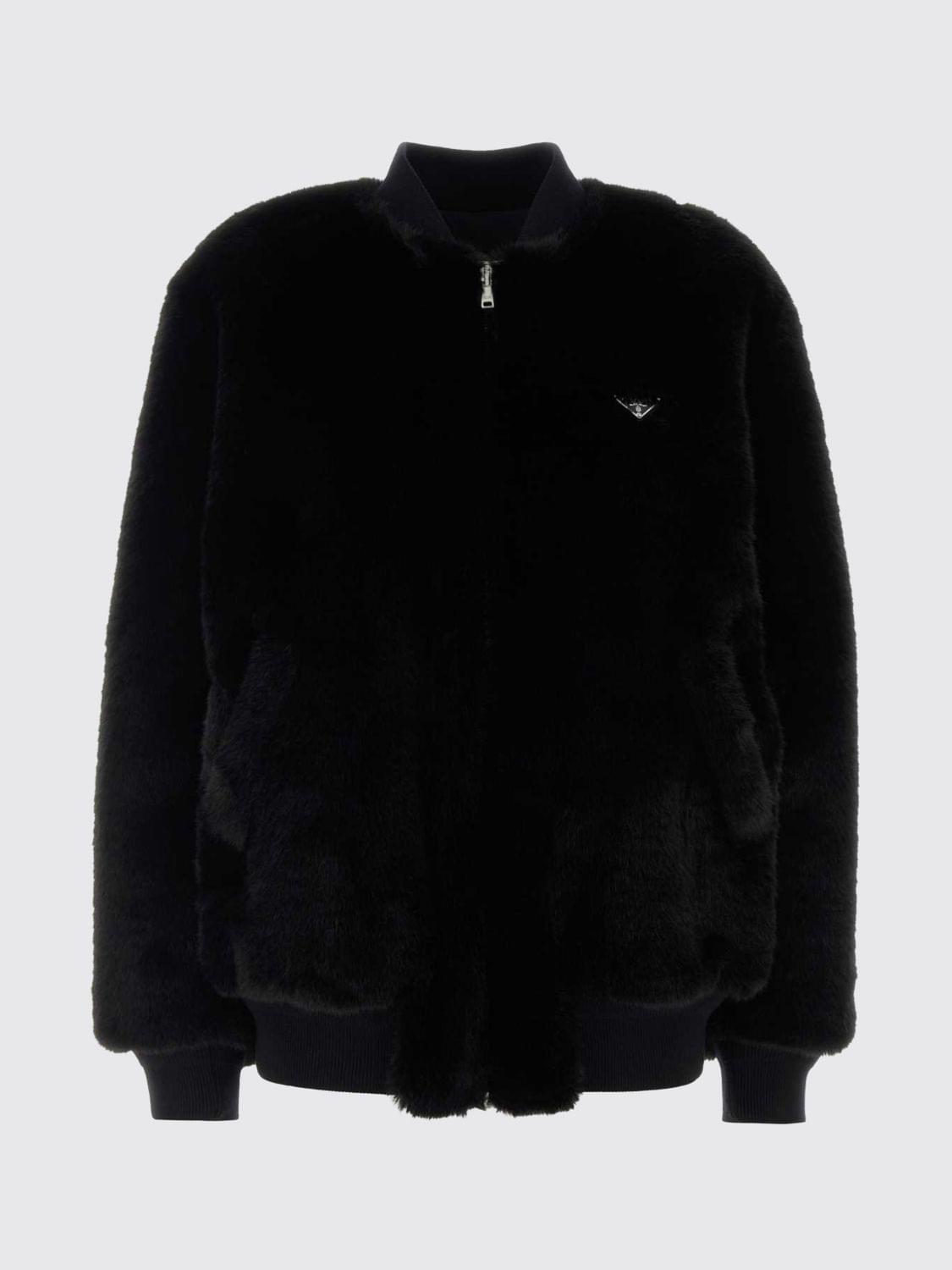 Prada Fur Coat Woman Black PRADA