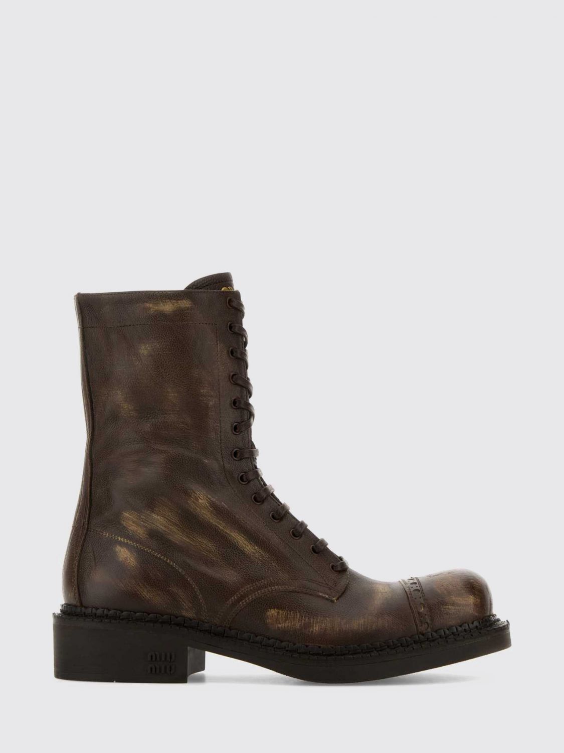 Miu Miu Worn Calfskin Leather Boots MIU MIU