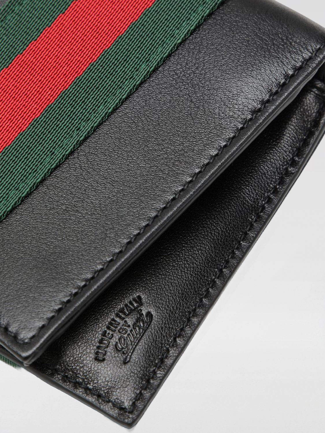 Gucci Men Gucci Web Leather Wallet GUCCI