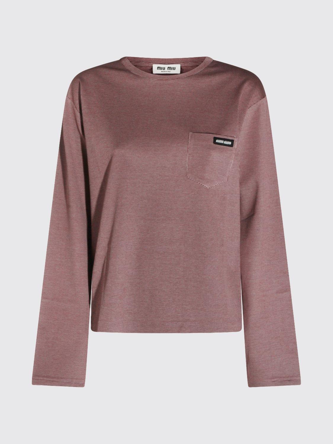 Miu Miu Women Miu Miu Bicolor Jersey T-Shirt With Logo MIU MIU