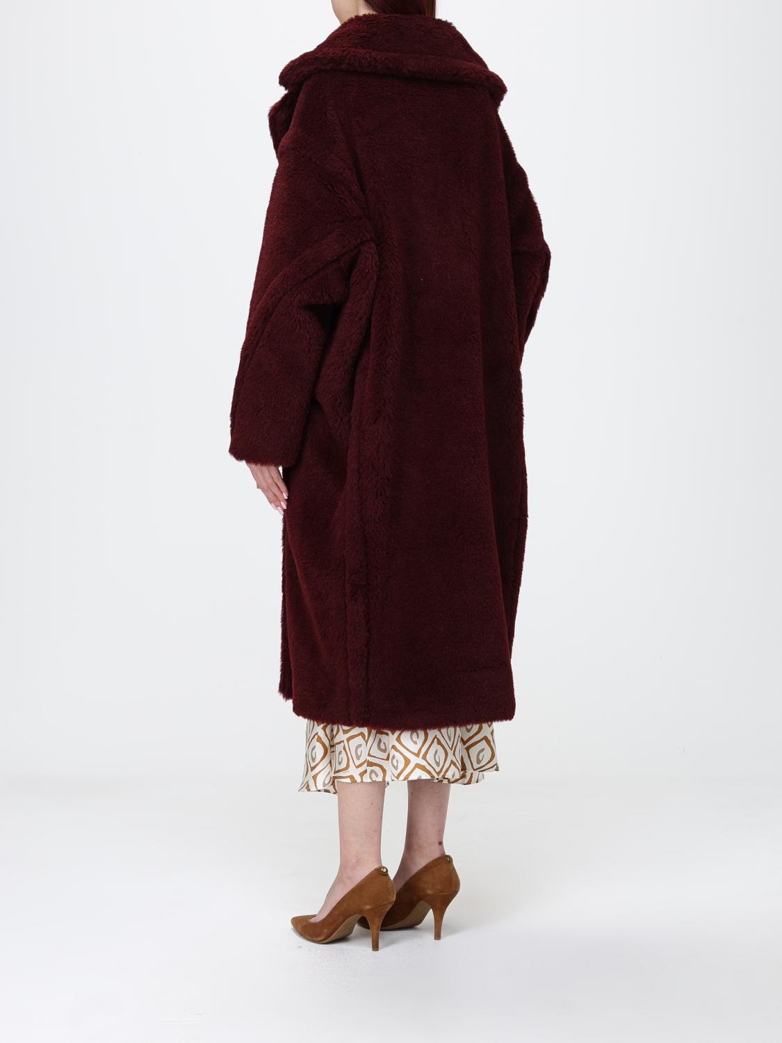 Max Mara Fur Coat Woman Burgundy MAX MARA