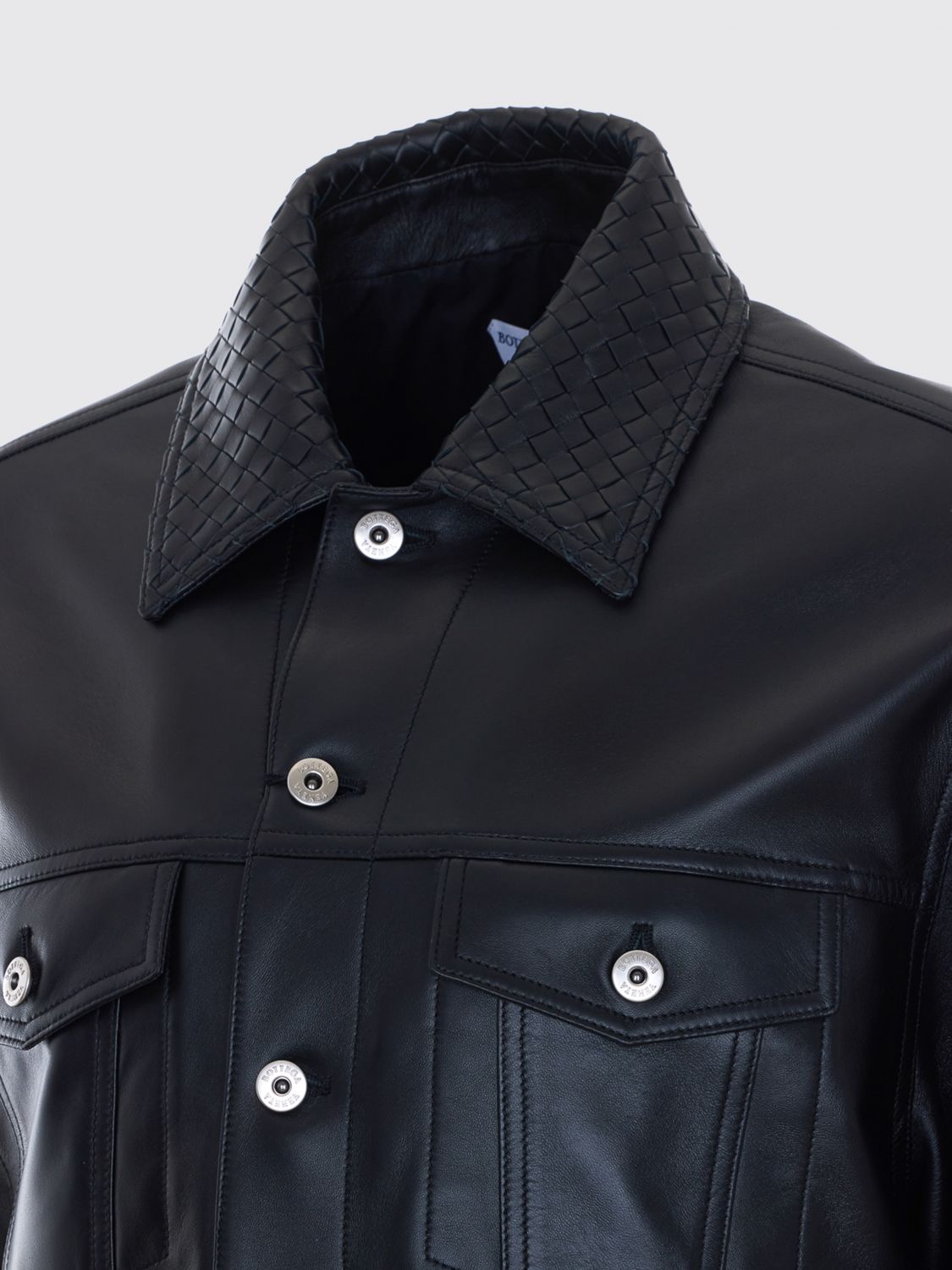 Bottega Veneta Men Bottega Veneta Leather Shirt Jacket BOTTEGA VENETA
