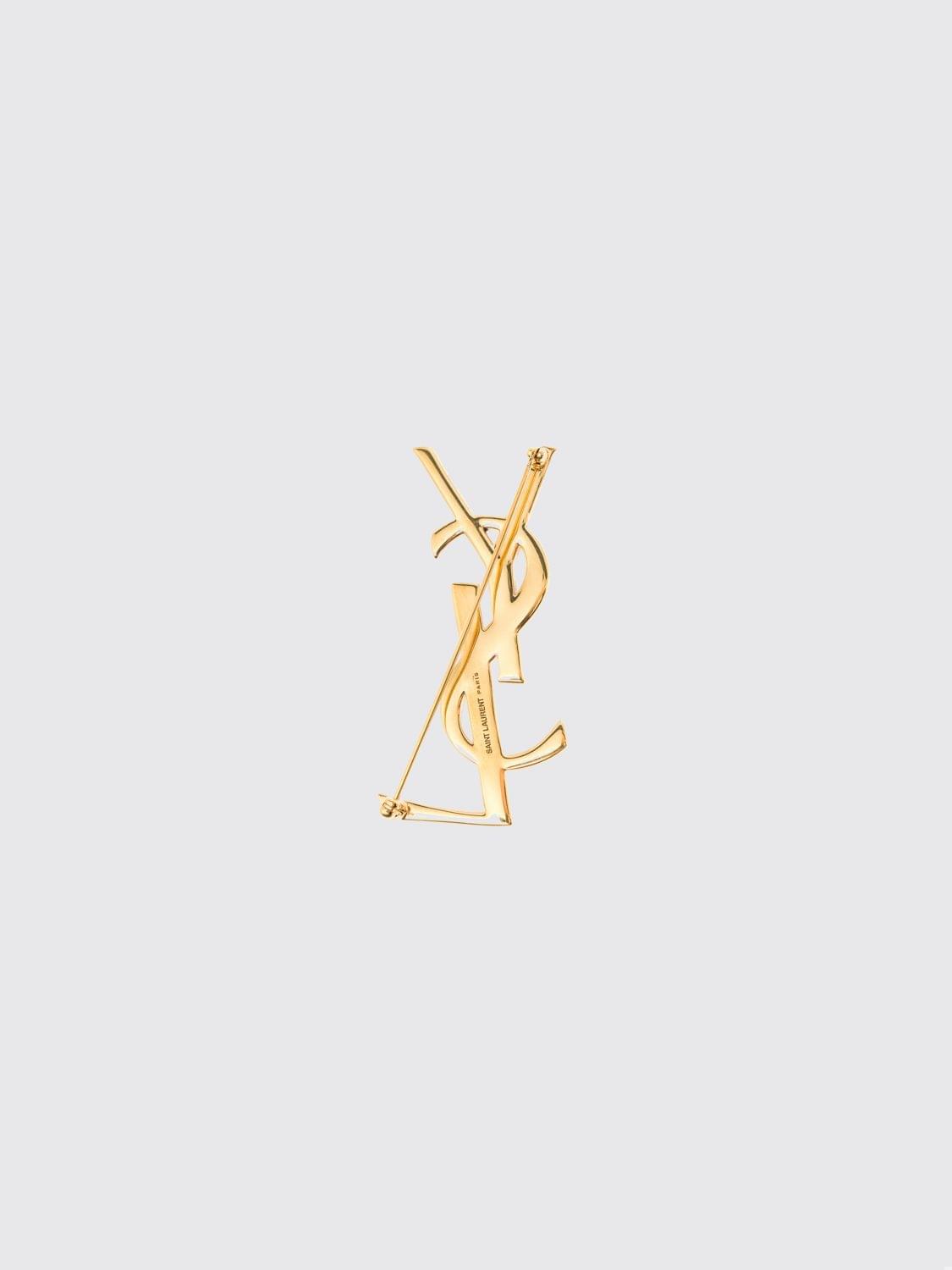 Saint Laurent Women Saint Laurent Cassandre Ysl Monogram Brooch In Brass SAINT LAURENT