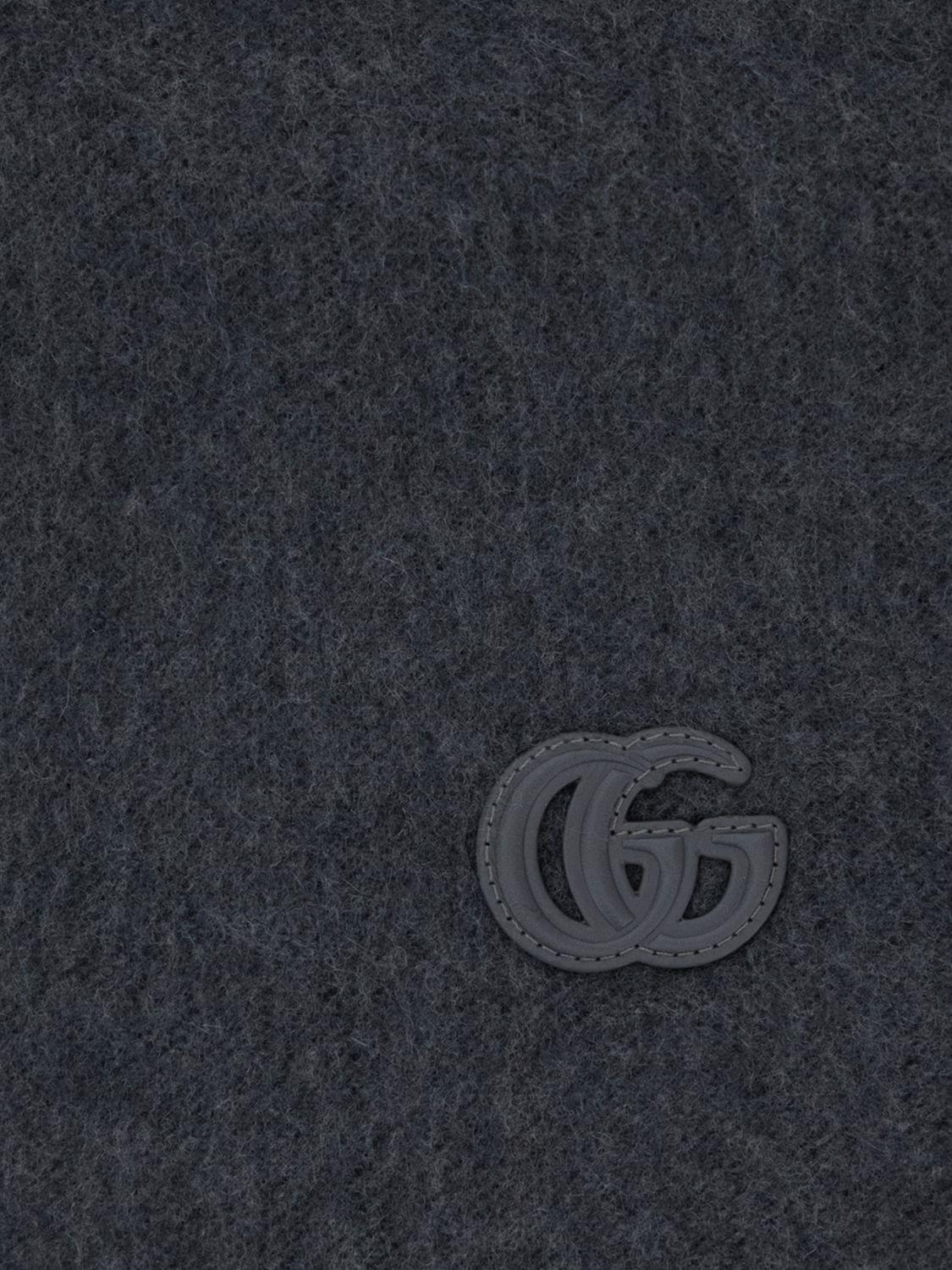 Gucci Men Gucci Men Gucci 100% Cashmere Scarf With Gg Monogram And Fringed Edges GUCCI