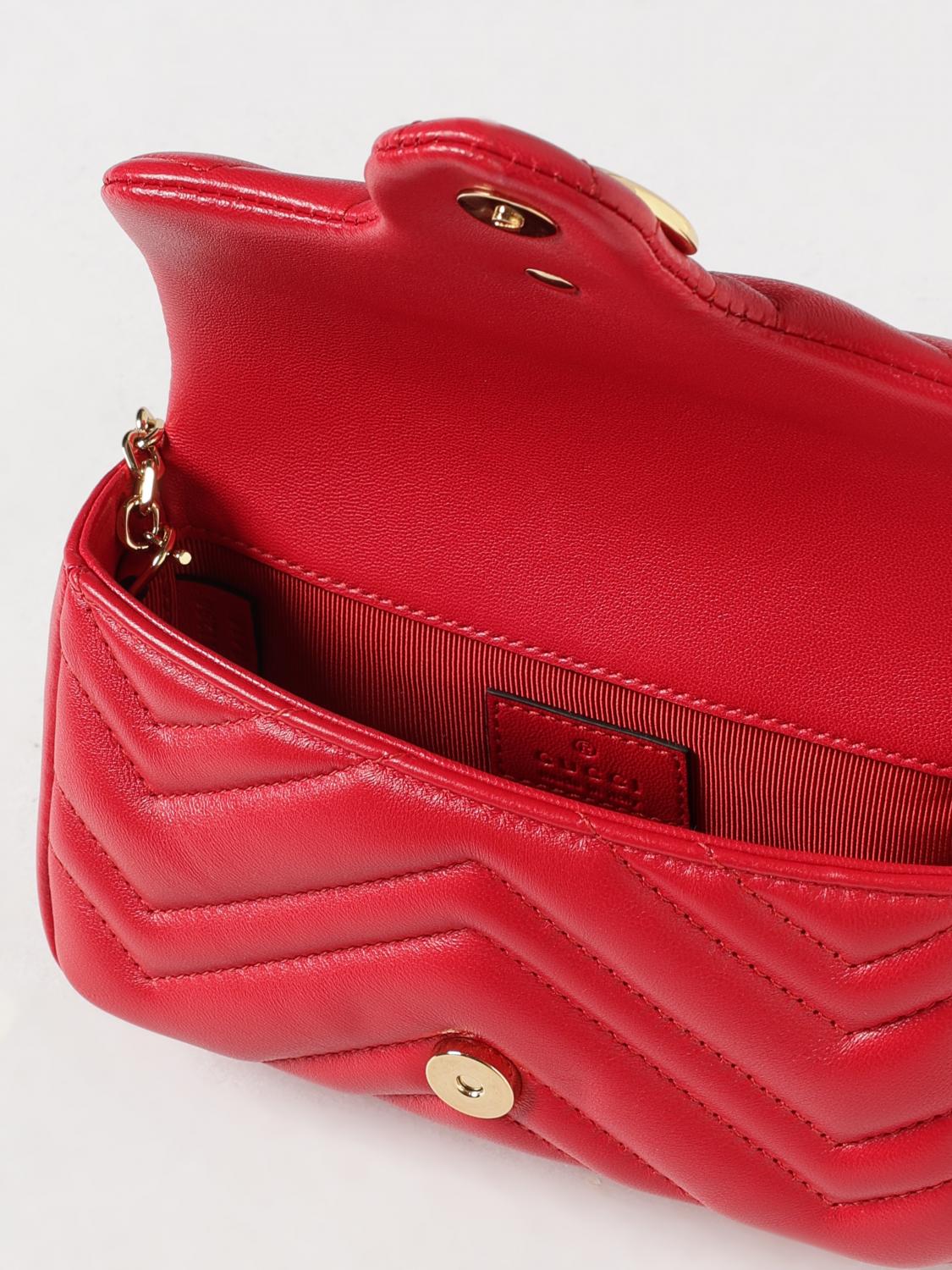 Gucci Women Gucci Gg Marmont Red Matelasse Nappa Mini Shoulder Bag GUCCI
