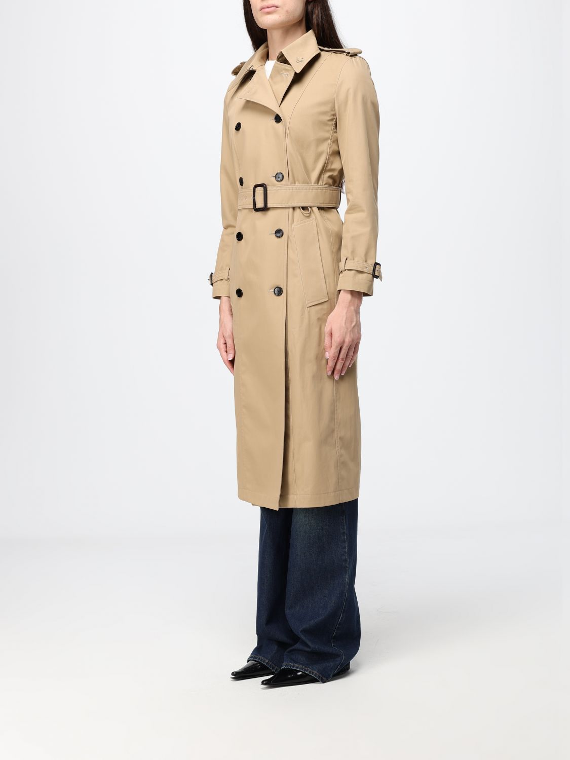Gucci Women Gucci Double-Breasted Cotton Gabardine Trench Coat With Belt GUCCI