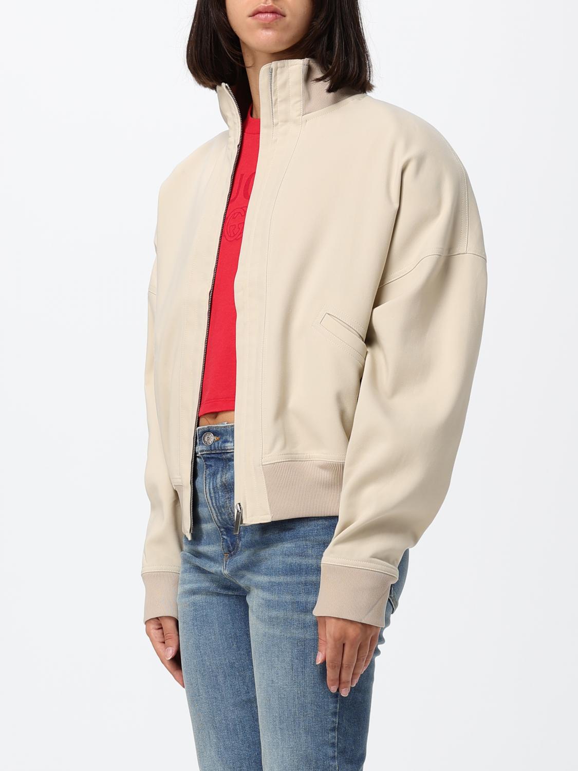 Gucci Women Gucci Oversized Cotton Bomber Jacket With High Neck GUCCI