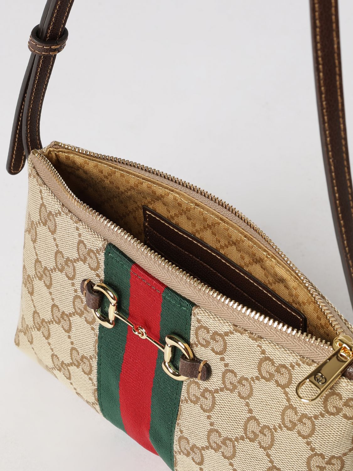 Gucci Women Gucci Gg Canvas Mini Shoulder Bag With Horsebit And Web Detail GUCCI