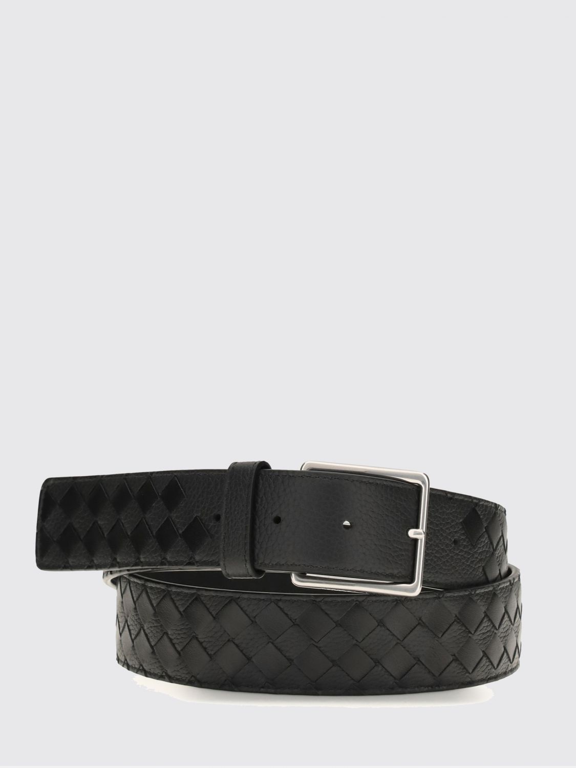 Bottega Veneta Men Bottega Veneta Intrecciato Woven Lambskin Leather Belt BOTTEGA VENETA