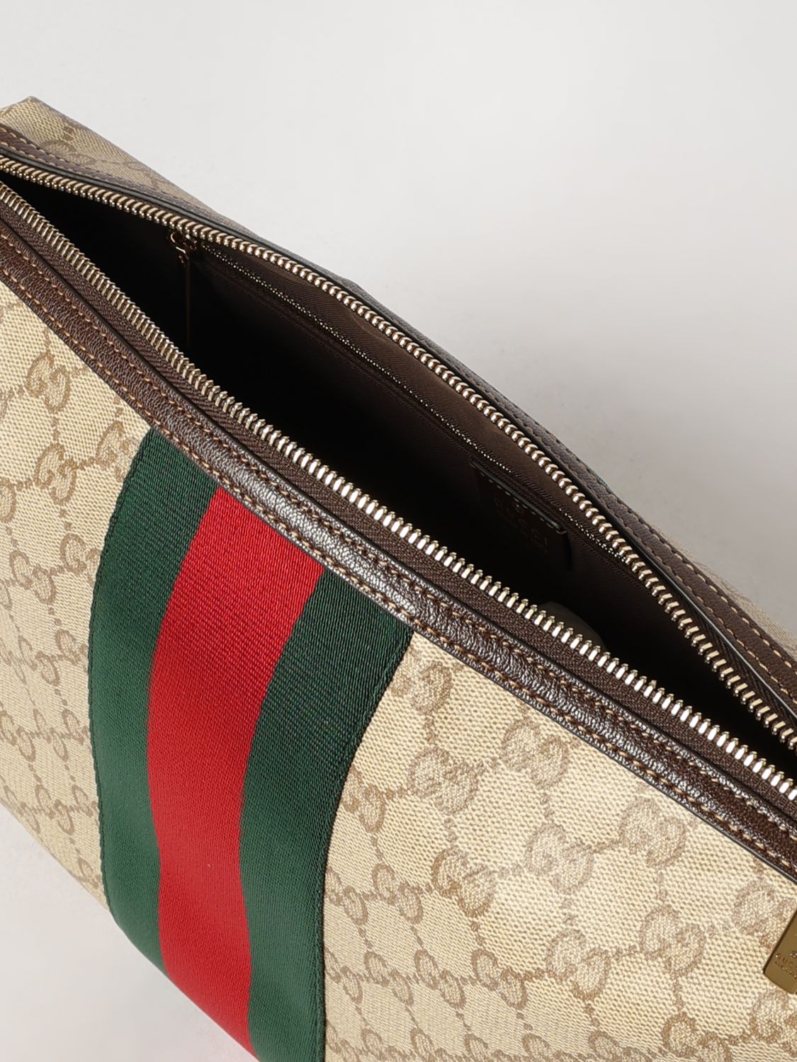 Gucci Men Gucci Gg Supreme Fabric Crossbody Bag With Wrist Strap GUCCI