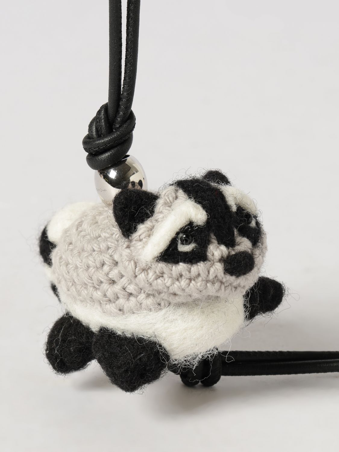 Loewe Women Loewe Raccoon Animal-Shaped Keychain In Crochet Wool And Calfskin LOEWE