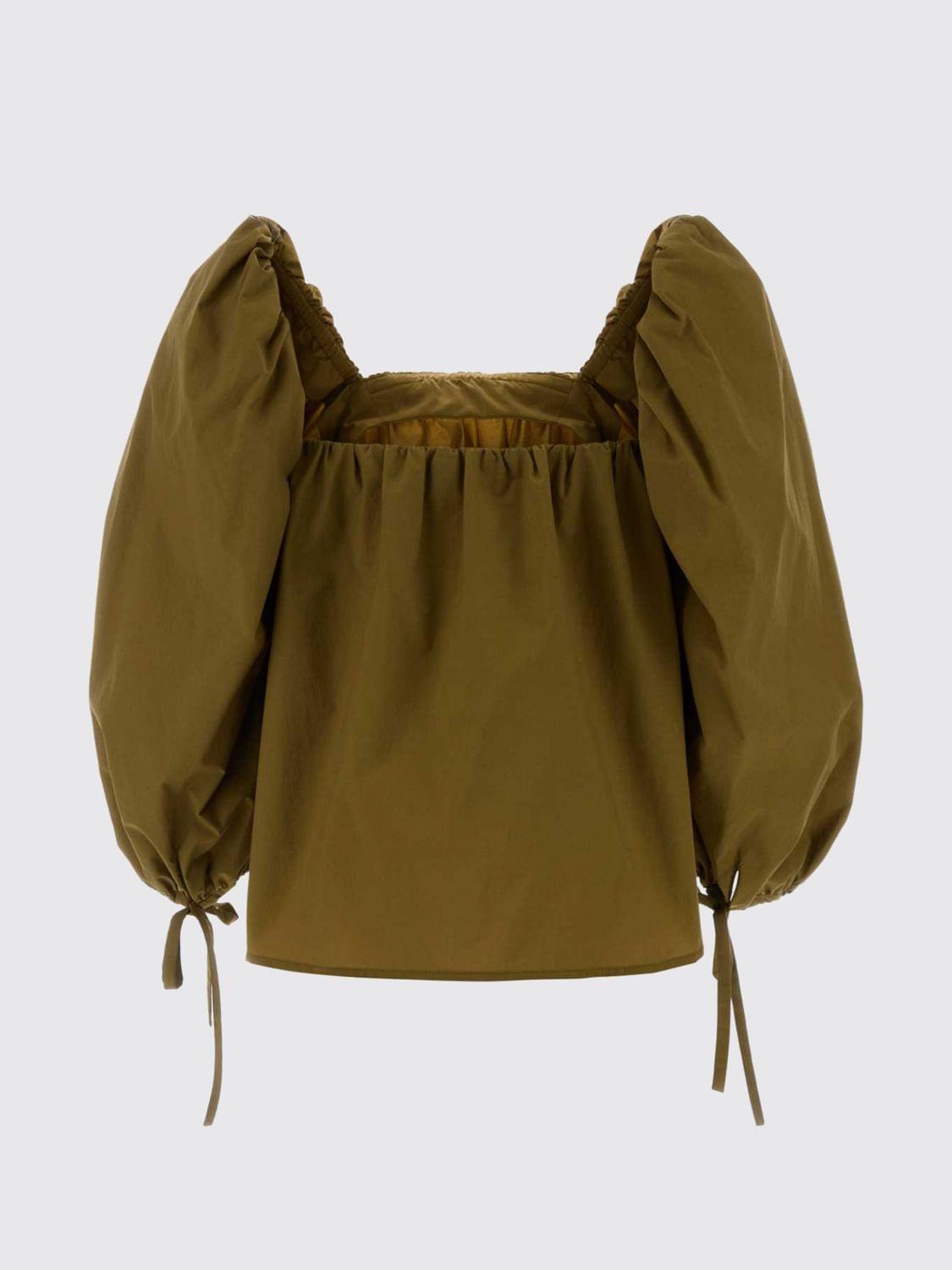 Saint Laurent Women Saint Laurent Women Saint Laurent Cotton-Blend Blouse With Puff Sleeves And Square Neckline SAINT LAURENT