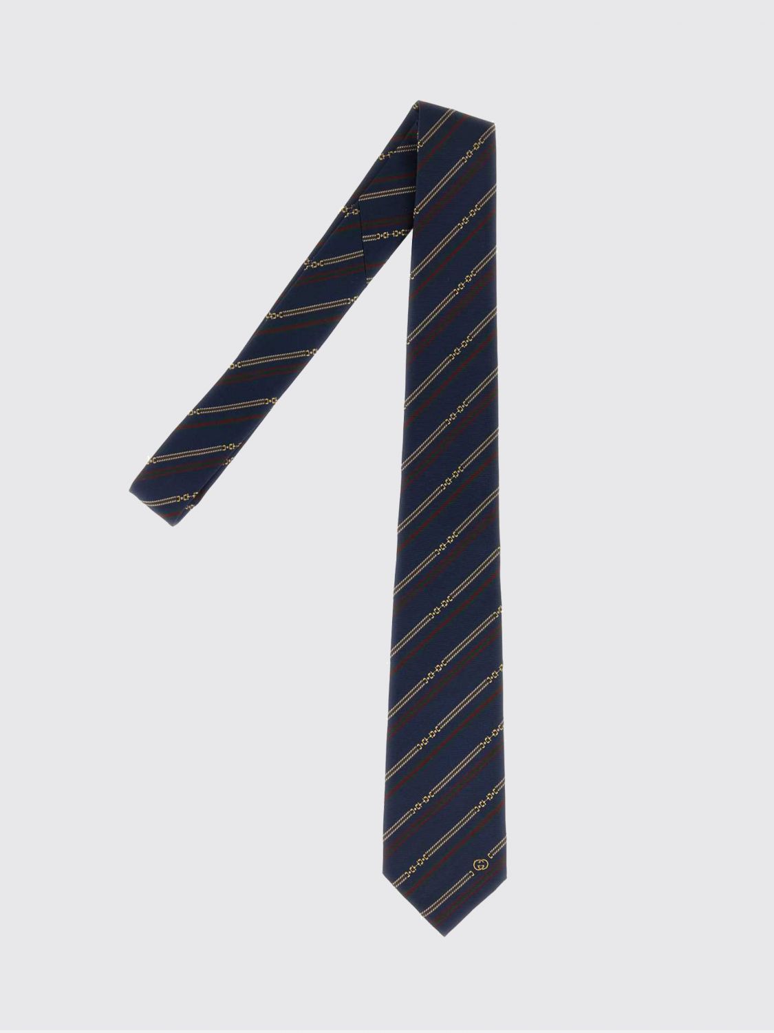 Gucci Men Gucci Silk Tie With Regimental Pattern And Gg Jacquard Monogram GUCCI