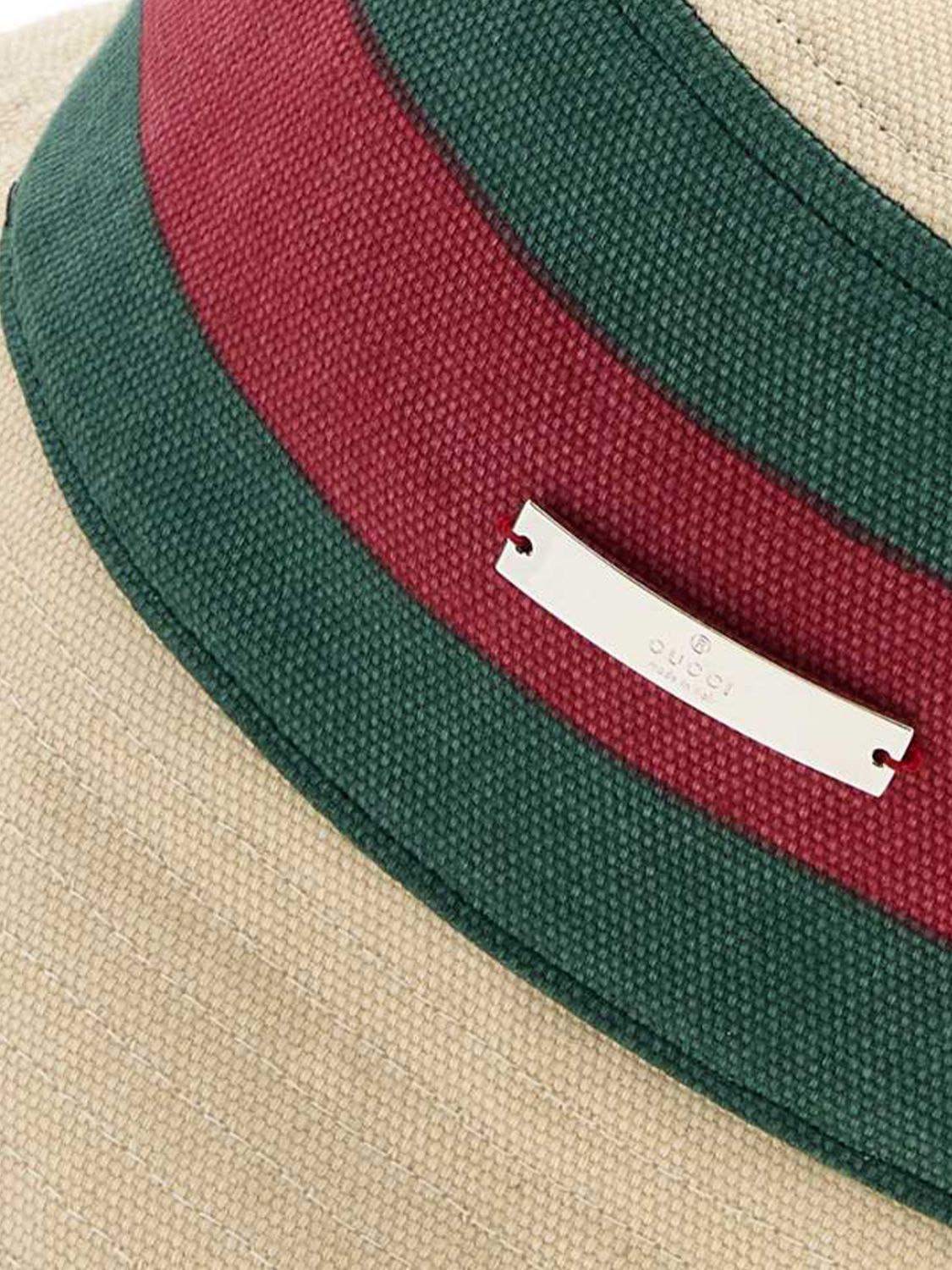 Gucci Women Gucci Striped Cotton Canvas Bucket Hat With Web Detail GUCCI