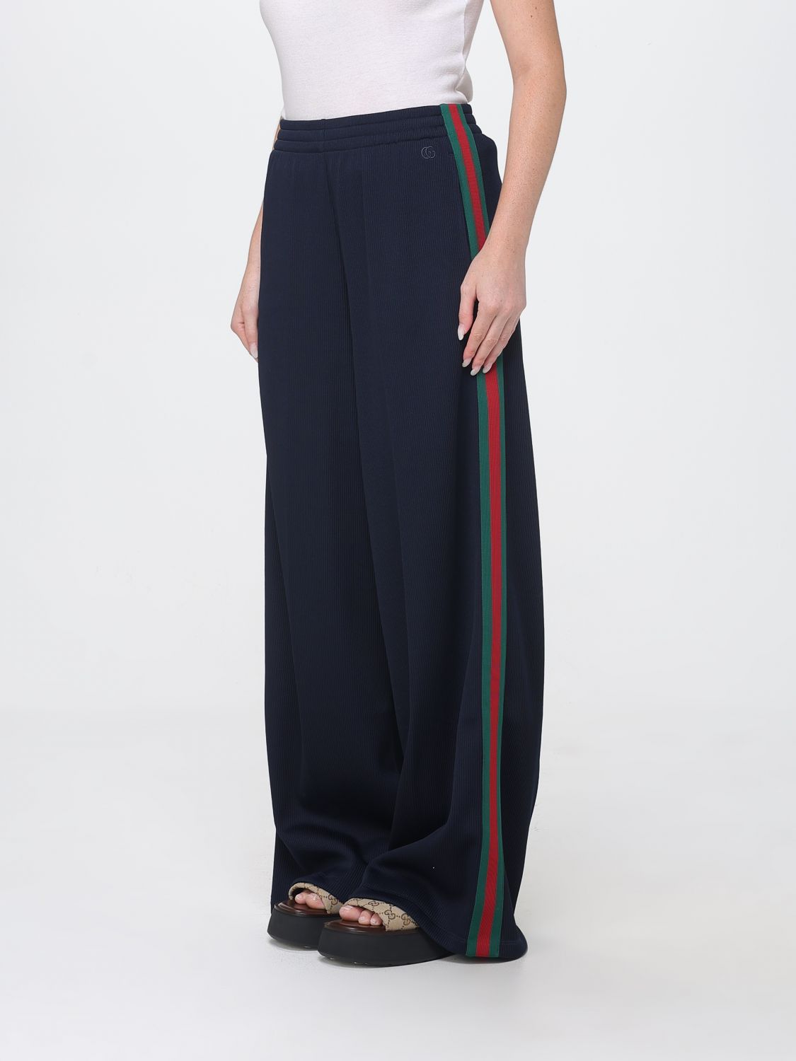 Gucci Women Gucci High-Waisted Wide-Leg Cotton Jersey Trousers GUCCI