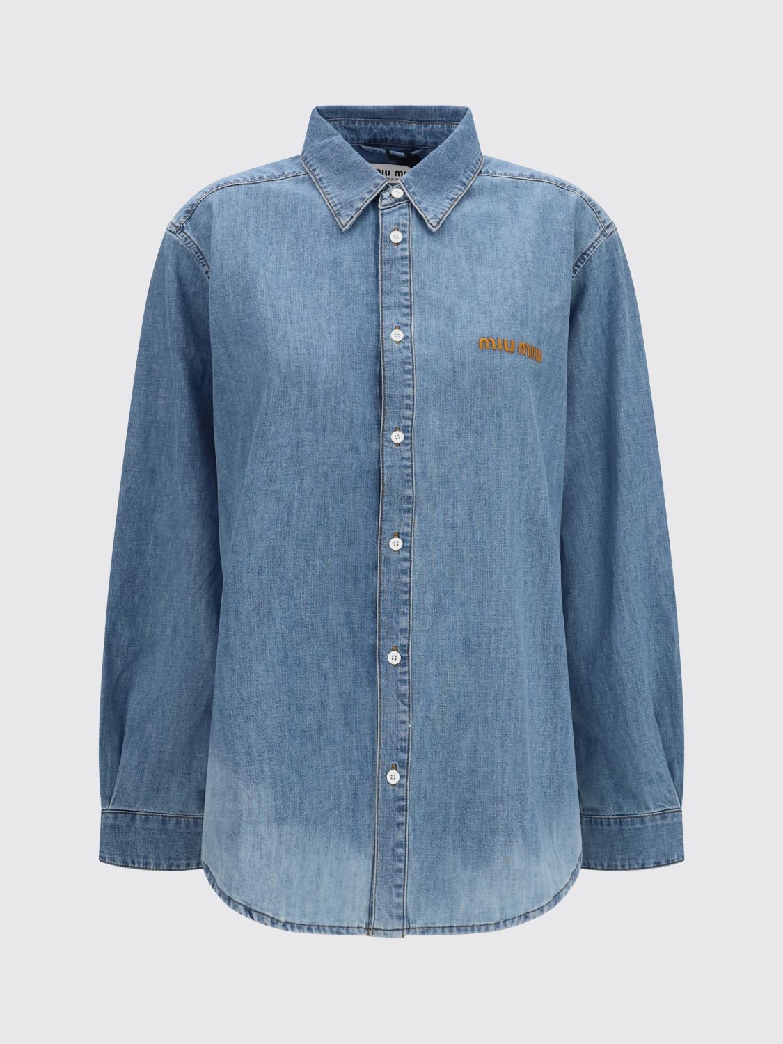 Miu Miu Shirt Woman Gnawed Blue MIU MIU
