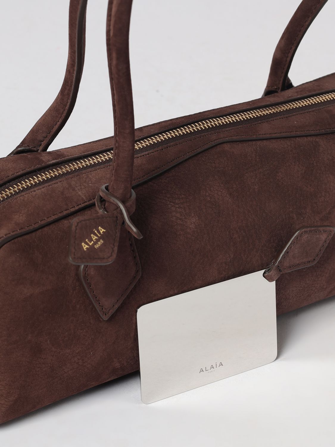 Alai�A Women Alaia Medium Le Teckel Calfskin Leather And Nubuck Shoulder Bag ALAIA