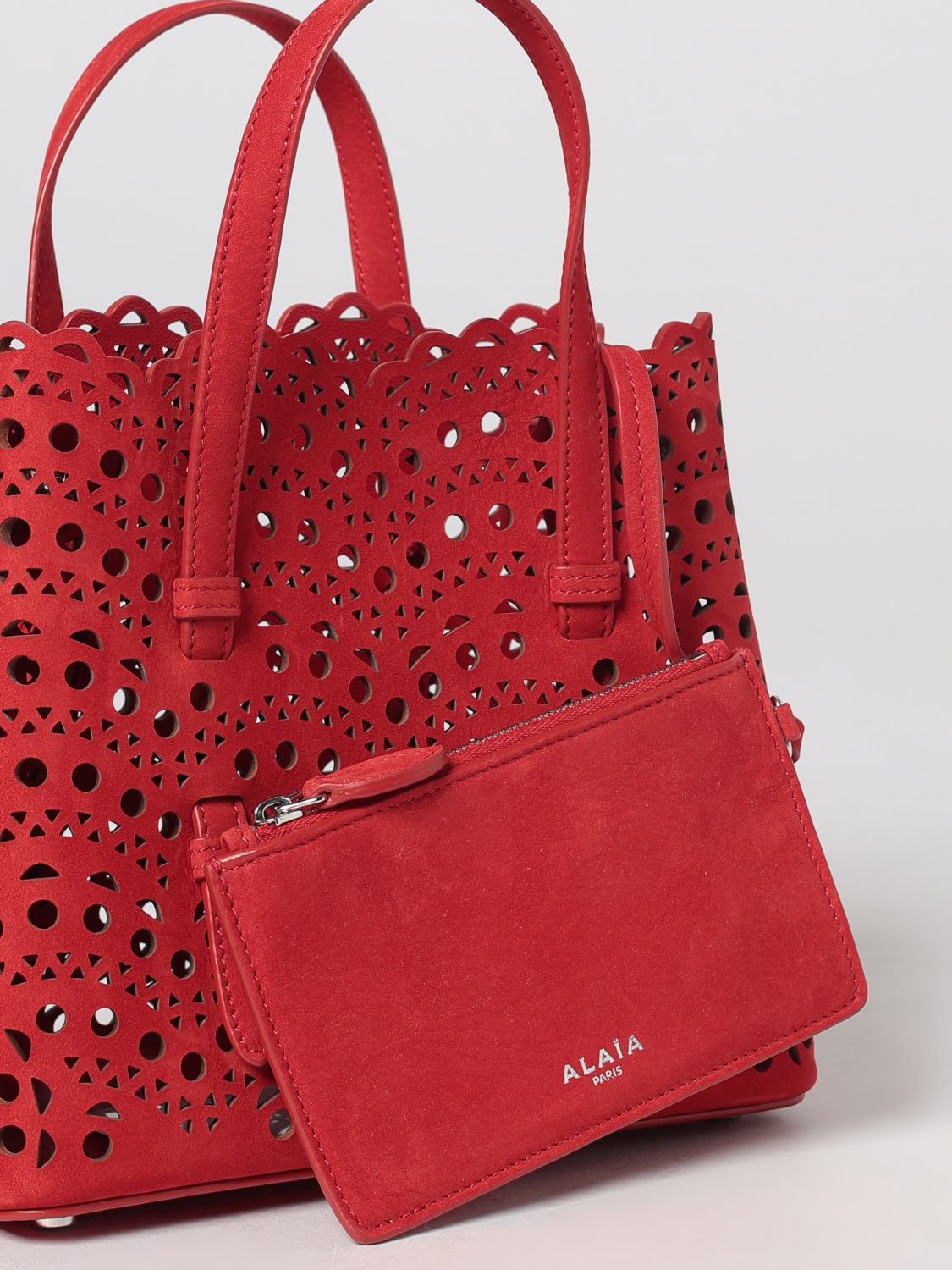 Alai�A Women Alaia Mina Perforated Nubuck Handbag With Removable Pouch ALAIA