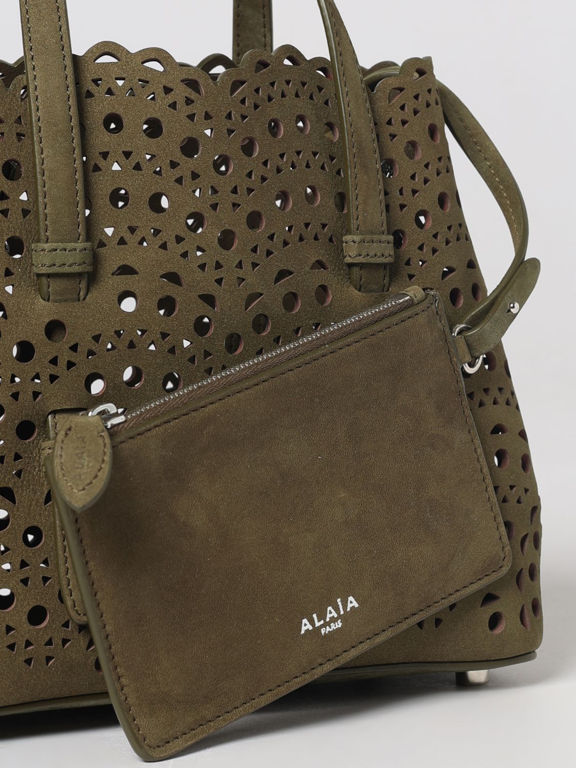 Alai�A Women Alaia Mina Perforated Nubuck Handbag With Removable Pouch ALAIA