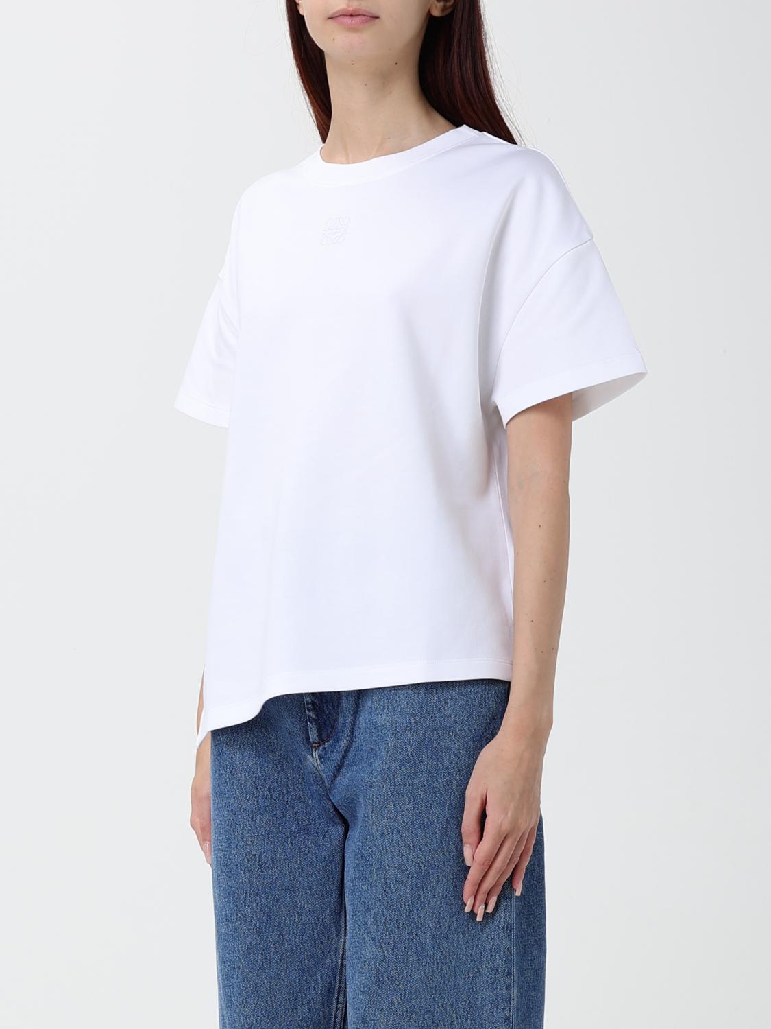 Loewe Women Asymmetrical Hem Cotton Crew-Neck T-Shirt Loewe With Short Sleeves LOEWE