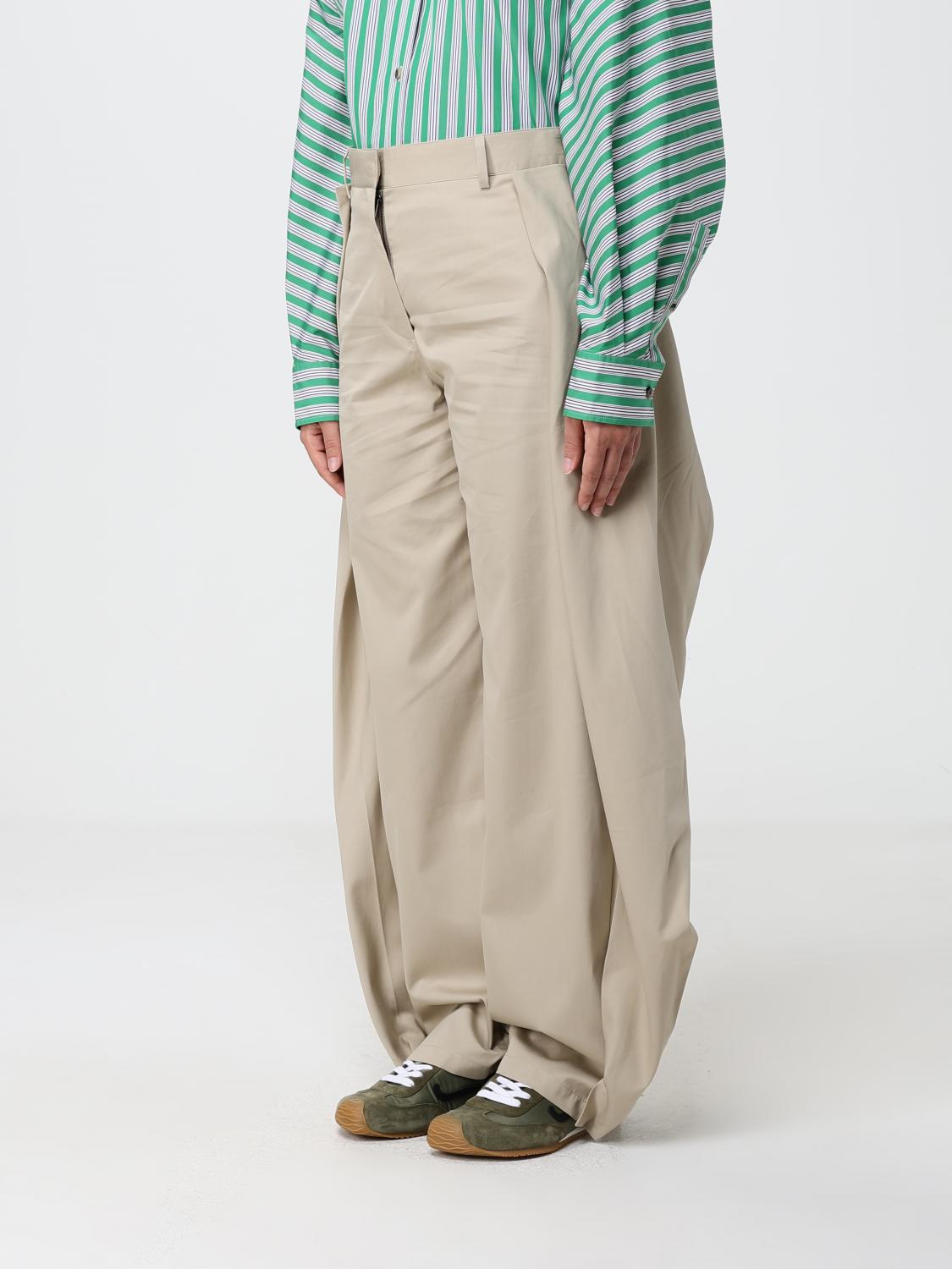 Loewe Women Loewe High-Waisted Draped Wide-Leg Trousers In Silk And Cotton LOEWE