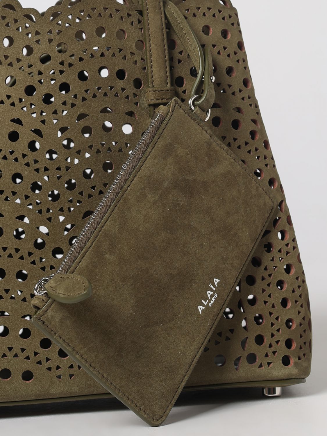 Alai�A Women Mina Alaia Perforated Suede Shoulder Bag With Removable Pouch ALAIA