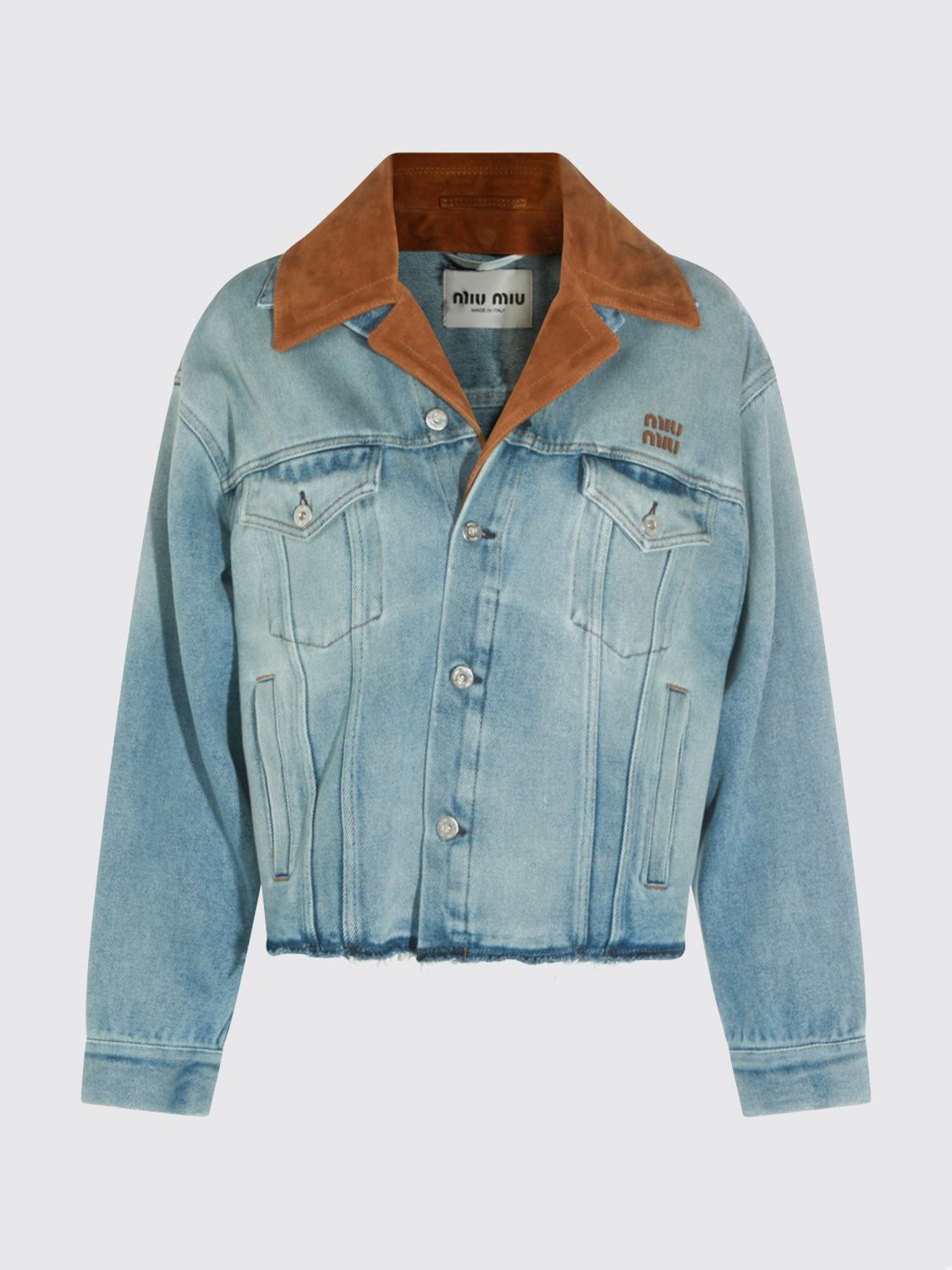 Miu Miu Jacket Woman Gnawed Blue MIU MIU