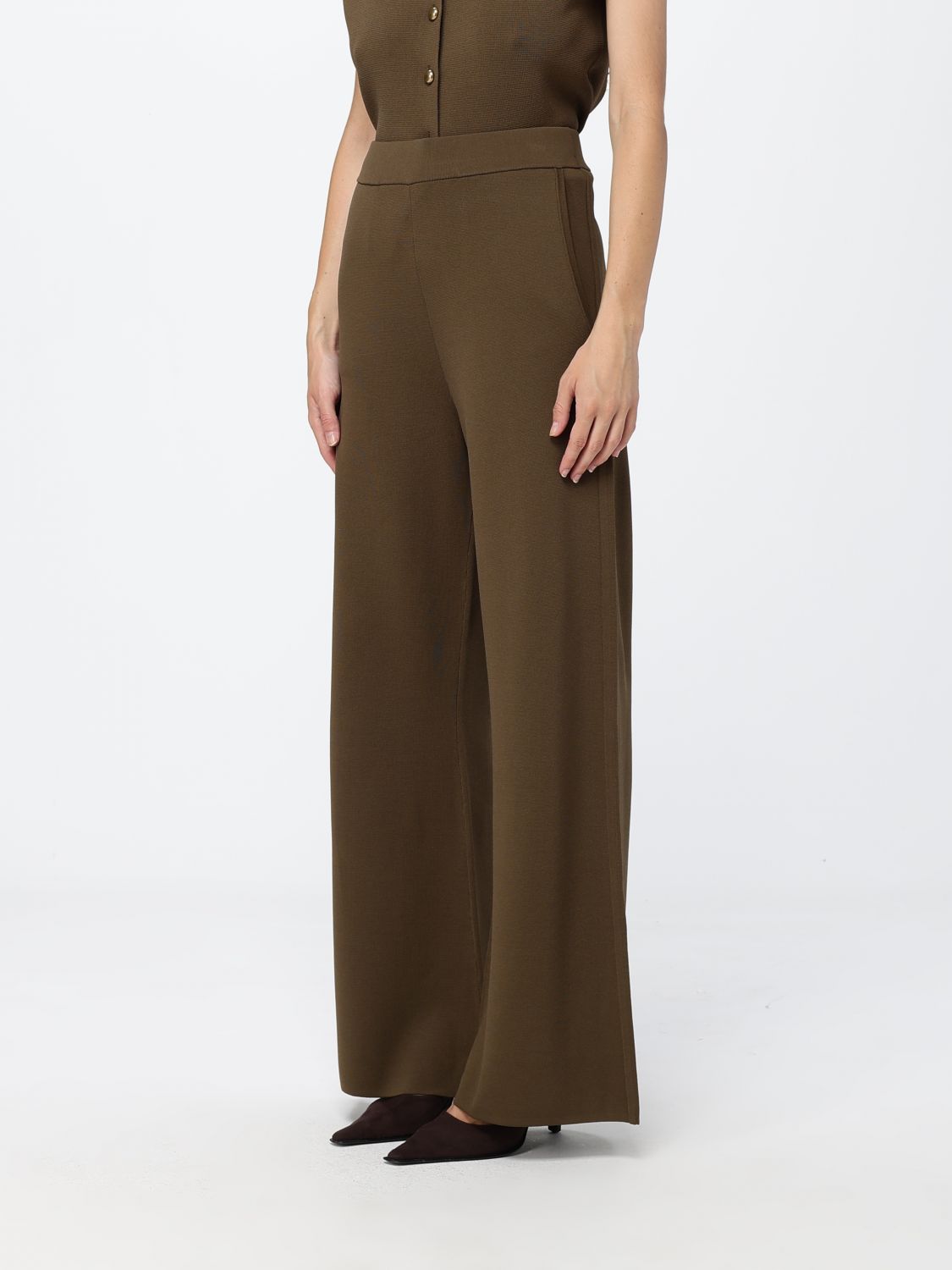 Max Mara Women High-Waisted Wide Leg Knit Wool Trousers Max Mara MAX MARA