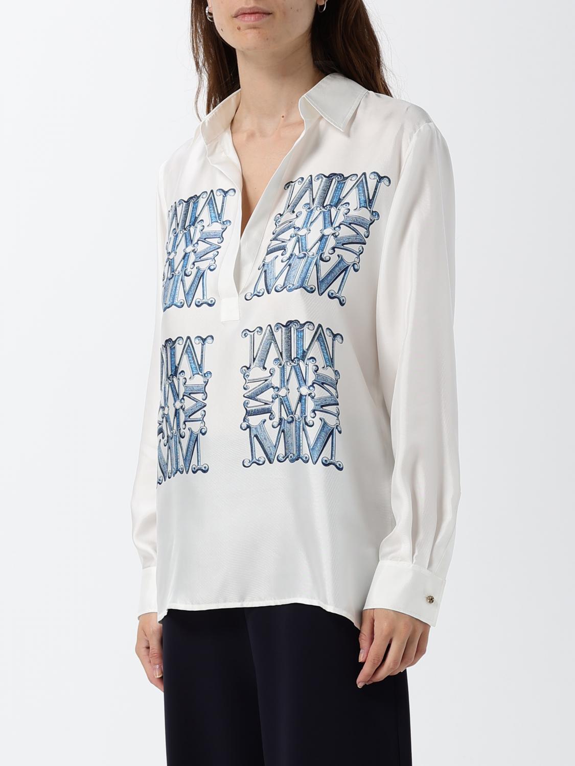 Max Mara Women Max Mara Monogram Print Silk Shirt With Classic Collar MAX MARA