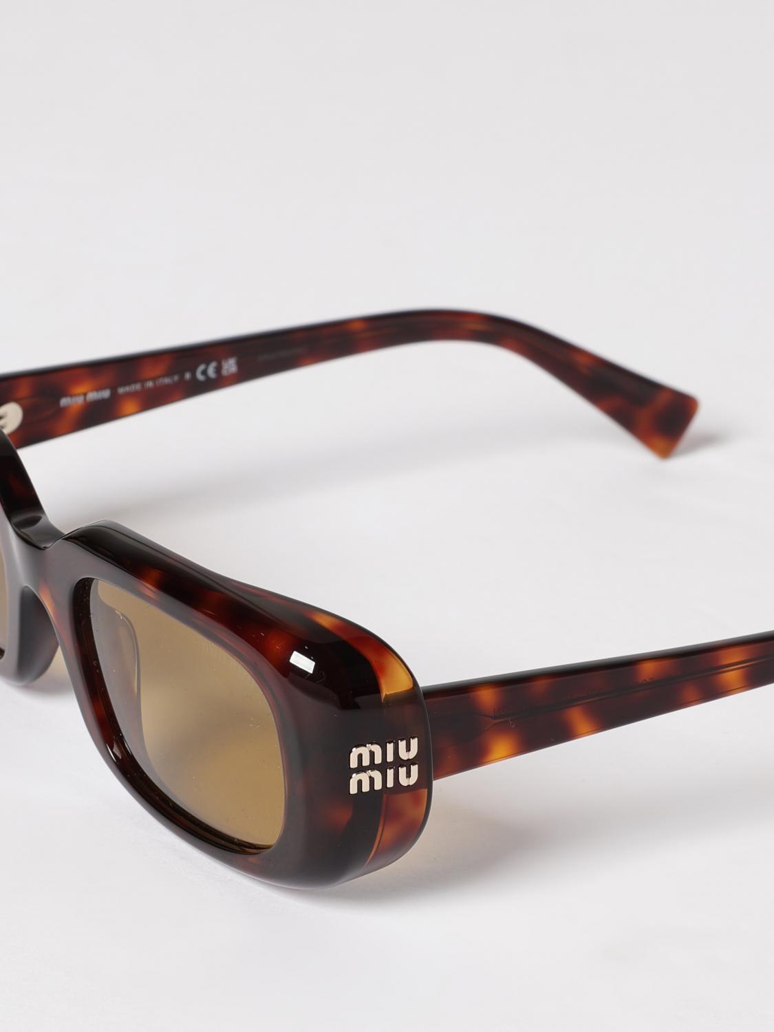 Miu Miu Women Miu Miu Rectangular Frame Acetate Sunglasses With Contrast Logo MIU MIU