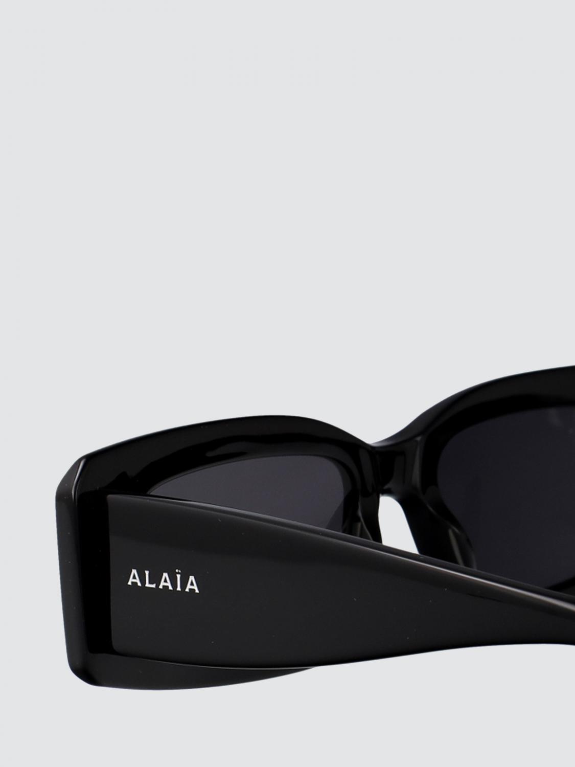 AlaiA Women Alaia Rectangular Black Recycled Acetate Sunglasses ALAIA