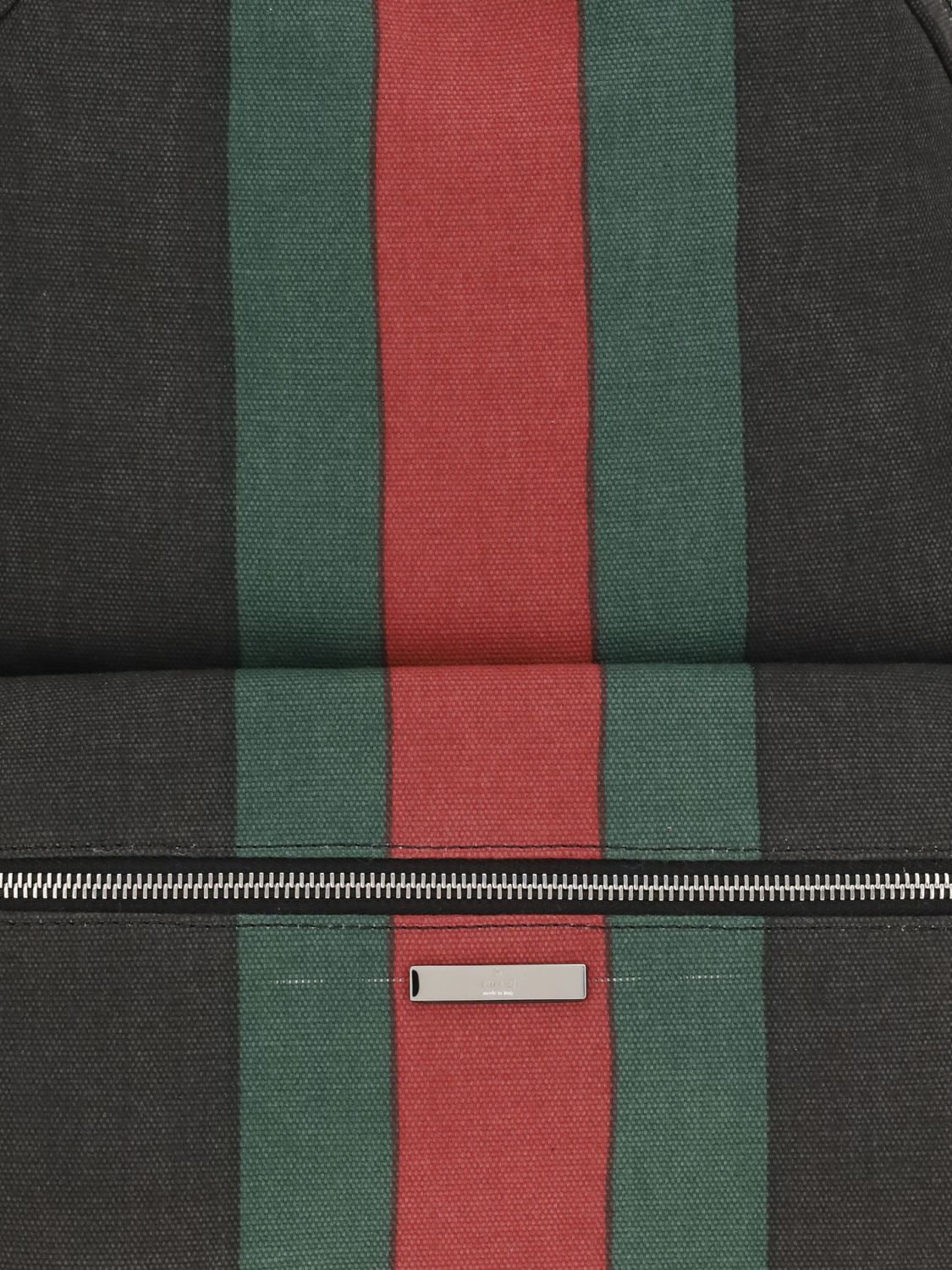 Gucci Men Cotton Canvas Backpack Gucci With Web Stripe Detail GUCCI