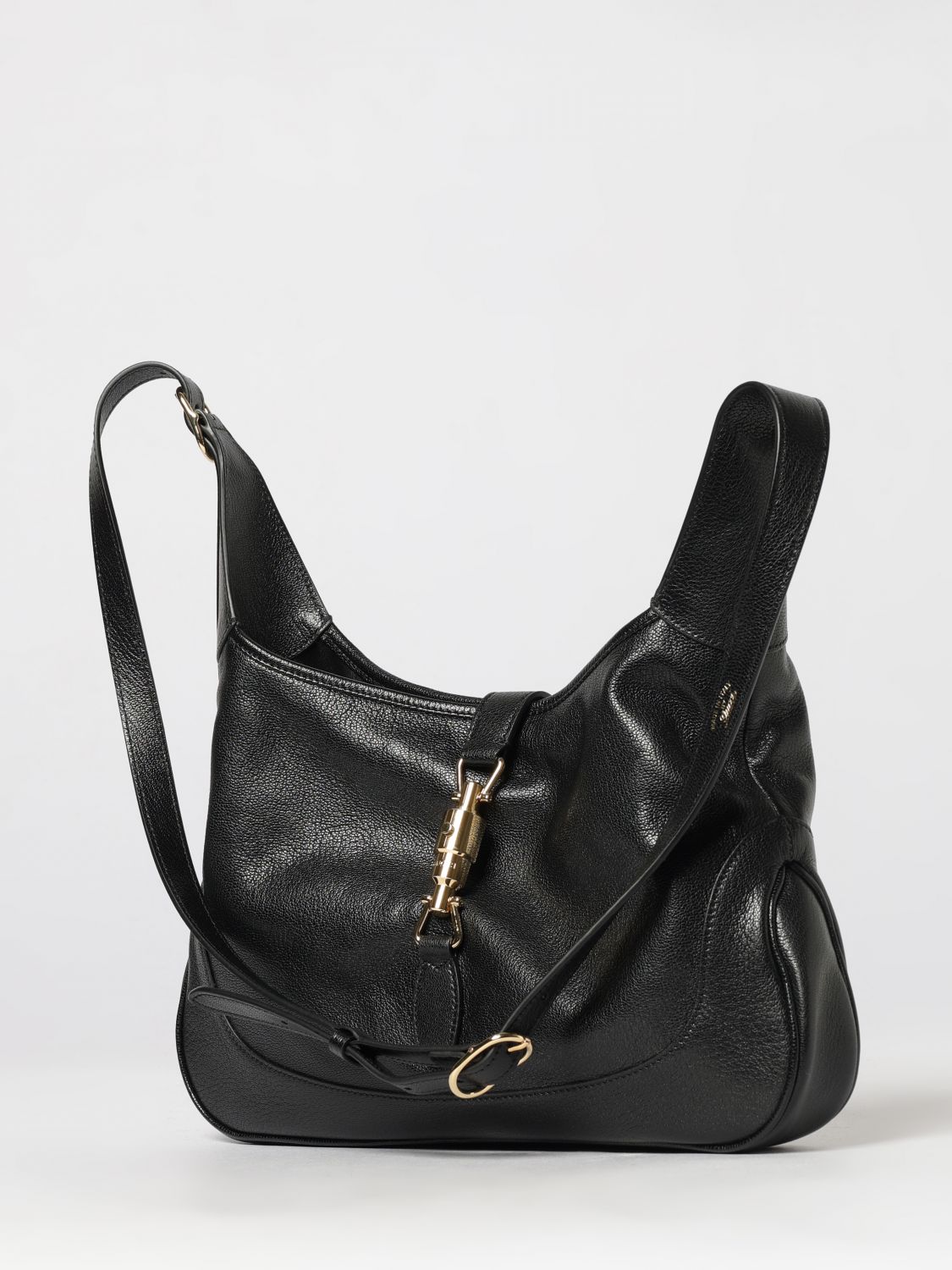 Gucci Women Jackie 1961 Medium Shoulder Bag Gucci In Black Grained Leather GUCCI