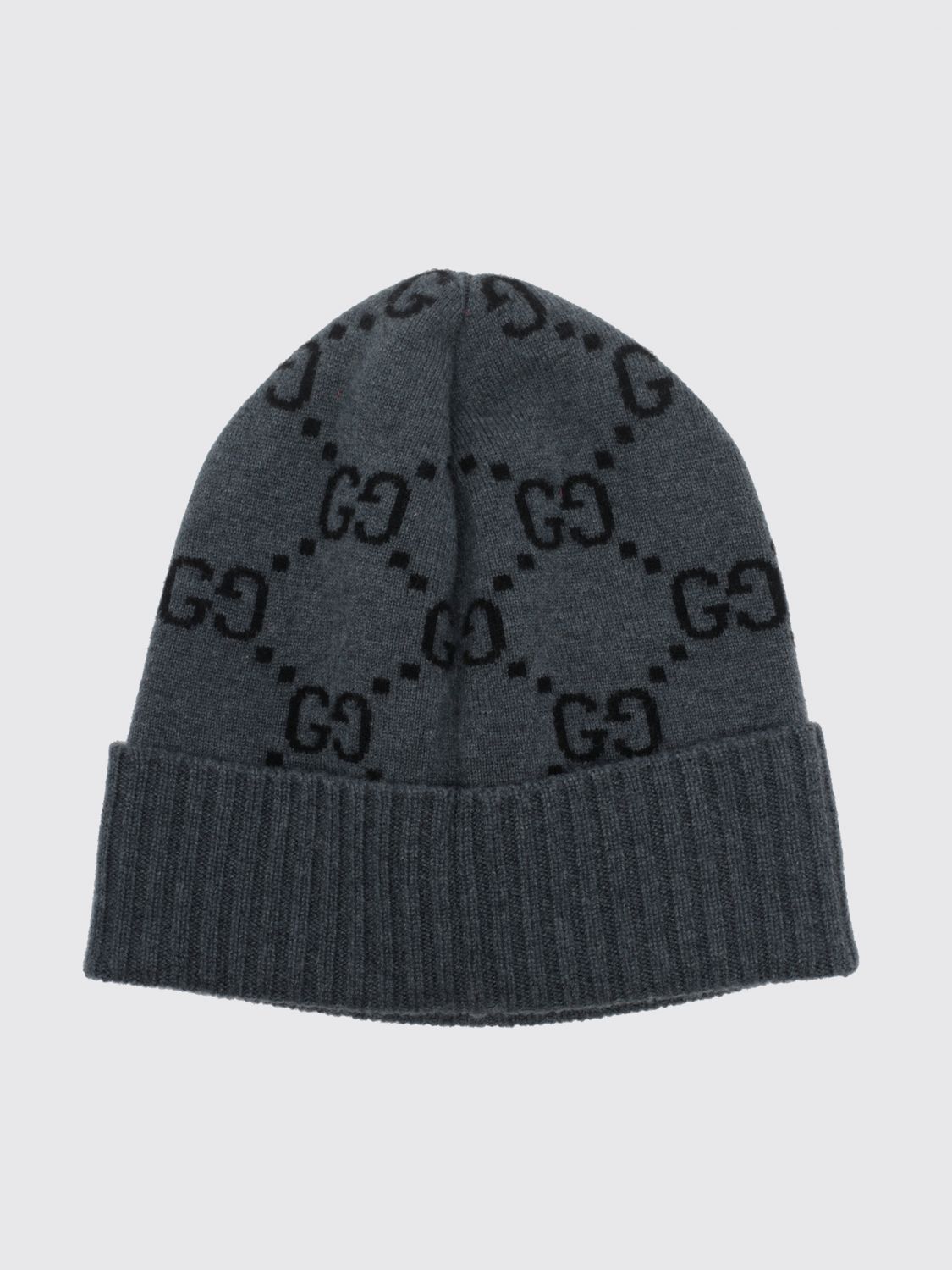 Gucci Men Gucci Jacquard Gg-Monogram Cashmere Beanie With Ribbed Trim GUCCI