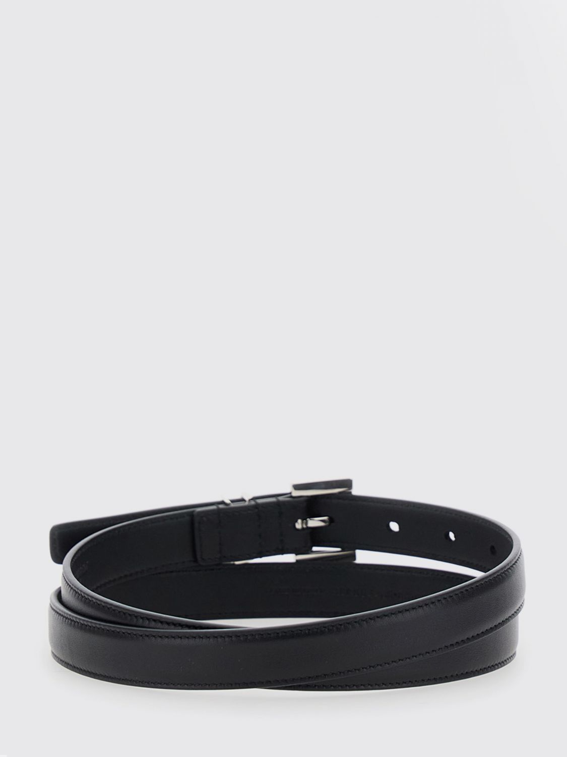 Saint Laurent Women Cassandre Deer Leather Belt Saint Laurent With Ysl Monogram Buckle SAINT LAURENT