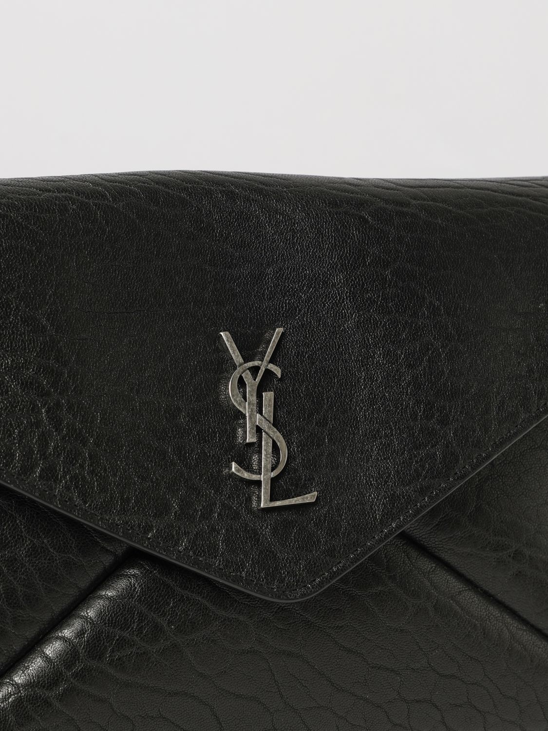 Saint Laurent Men Saint Laurent Envelope Lambskin Leather Document Holder With Ysl Monogram SAINT LAURENT