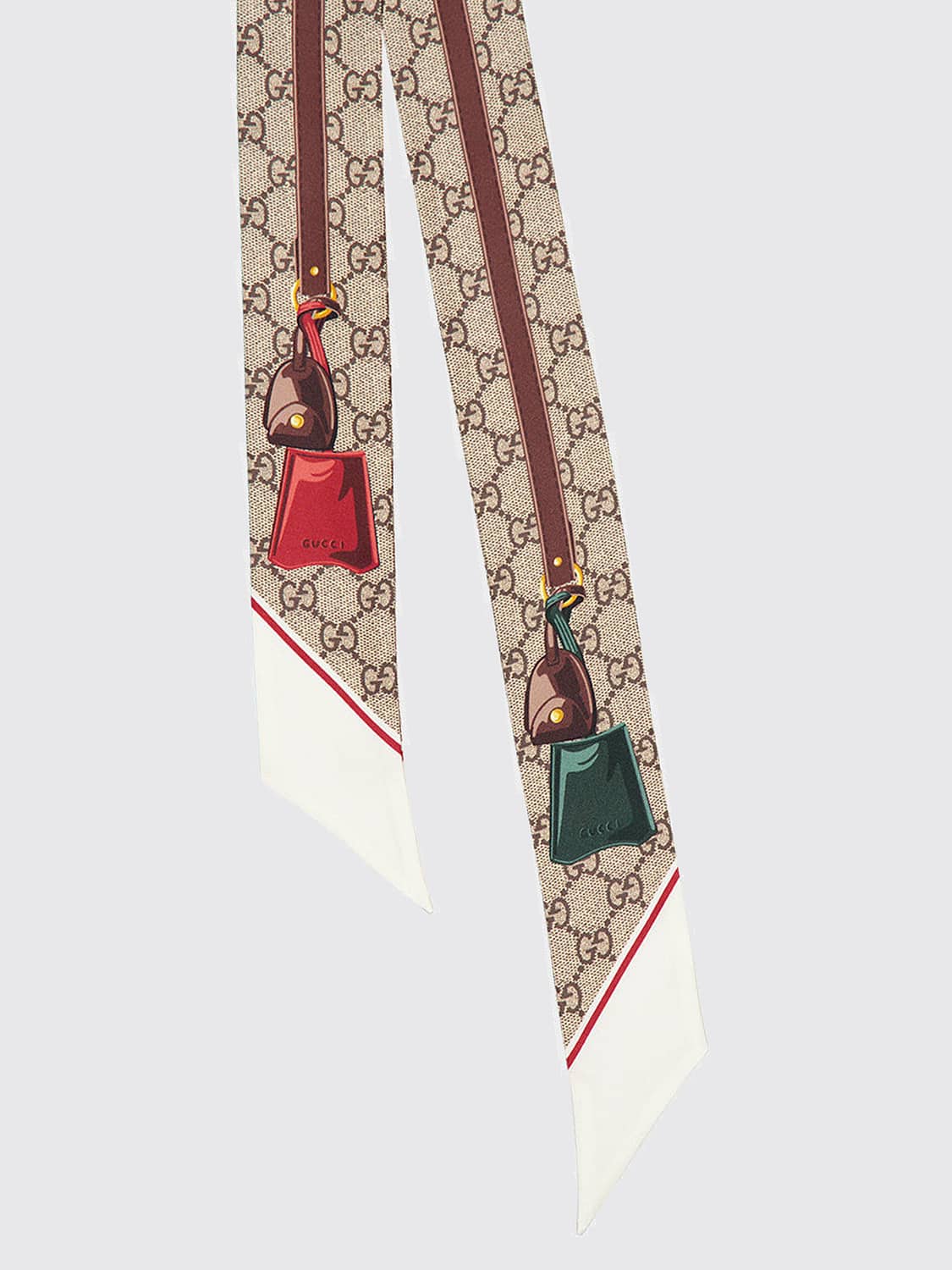Gucci Women Gucci Rectangular Silk Bandeau Scarf With Graphic Gg Monogram Print GUCCI