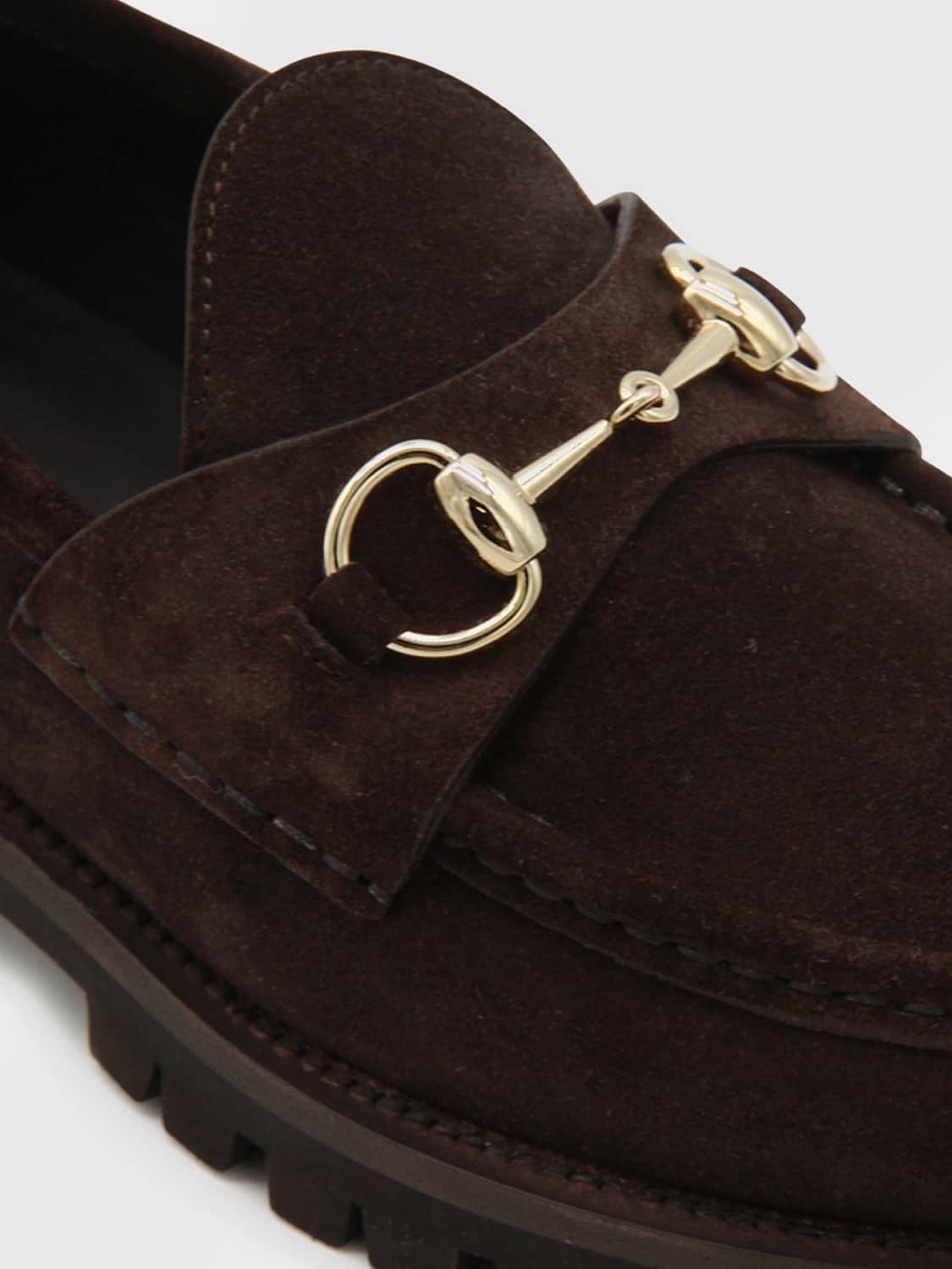 Gucci Women Suede Penny Loafers Gucci With Horsebit Detail And Serrated Sole GUCCI
