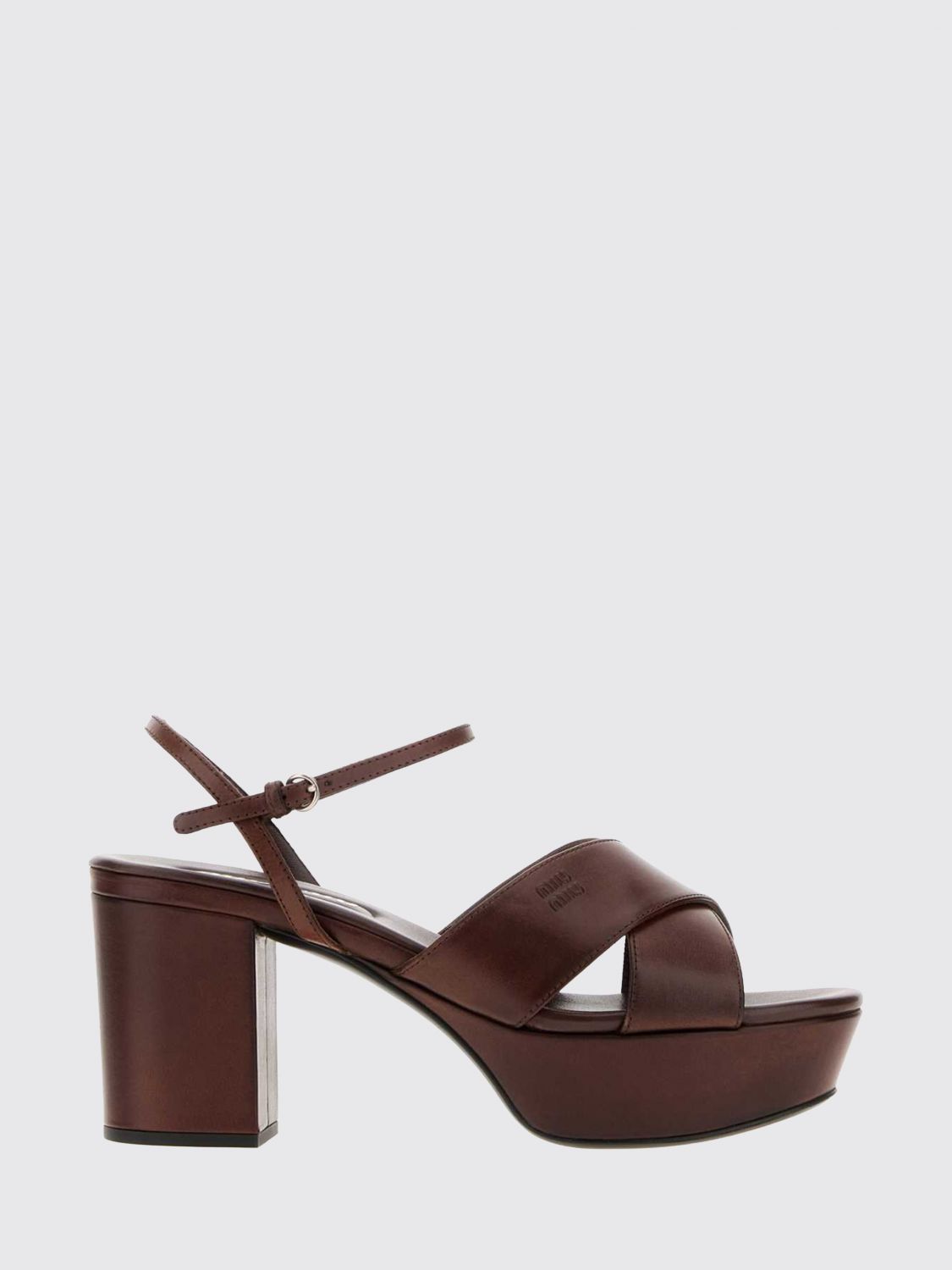 Miu Miu Heeled Sandal Woman Coffee MIU MIU