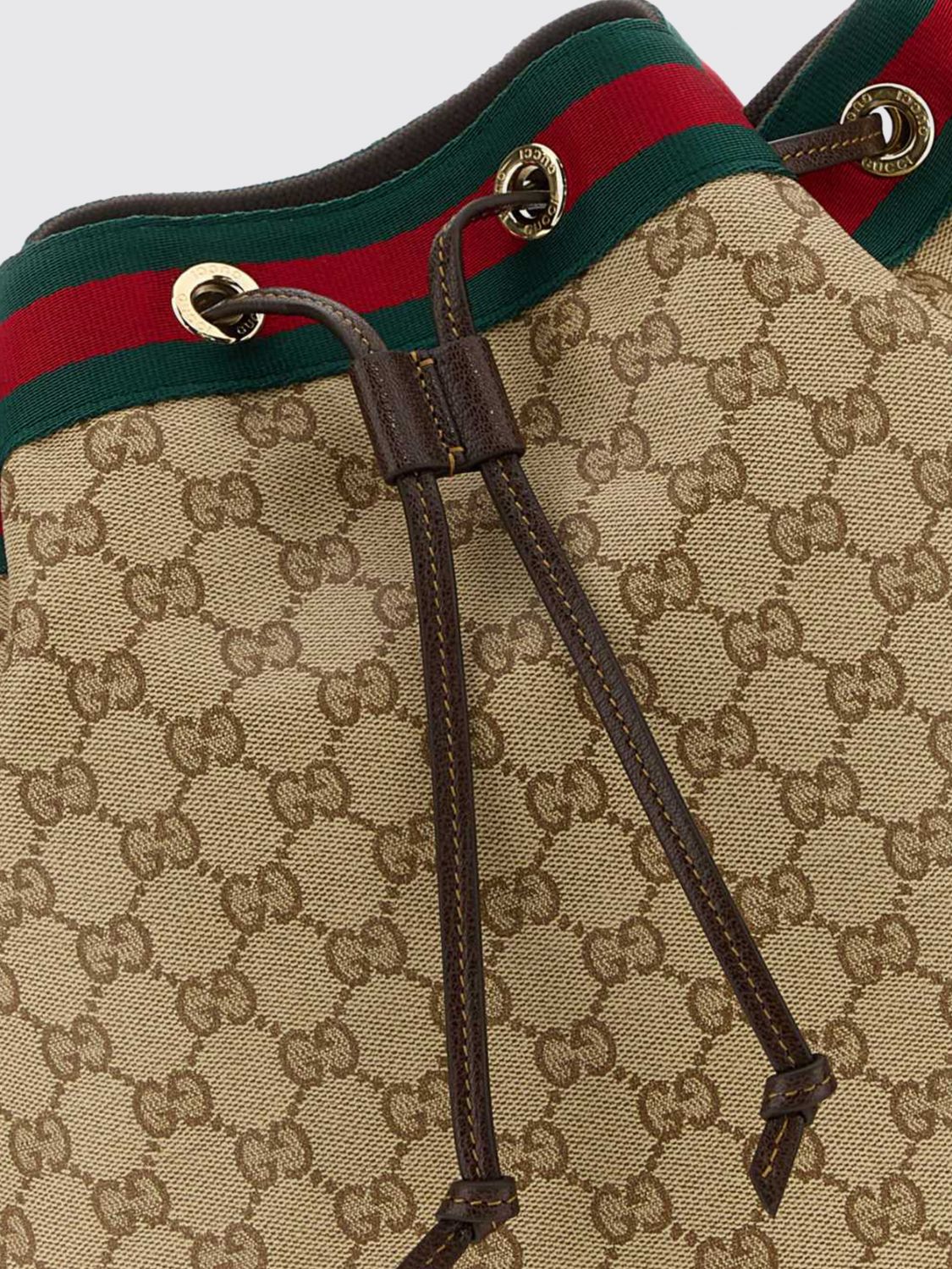 Gucci Women Gucci Venice Gg Jacquard Fabric Bucket Bag With Leather Handle GUCCI