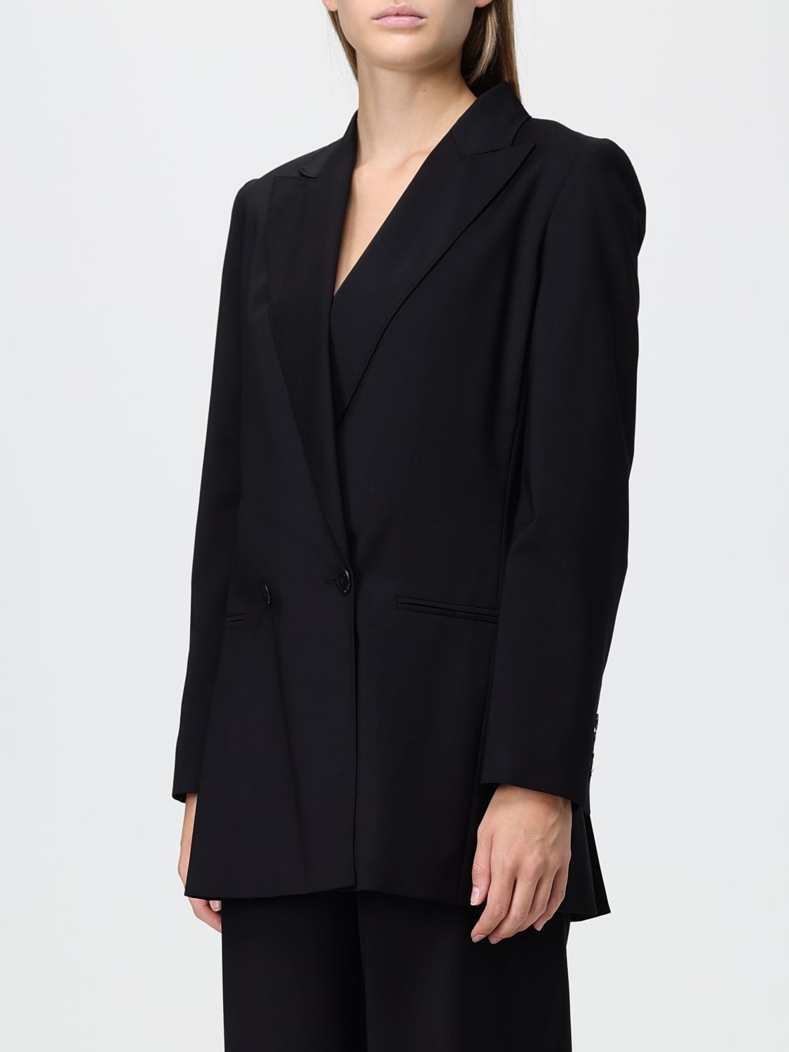Max Mara Women Max Mara Double-Breasted Pure Wool Blazer With Peak Lapels MAX MARA