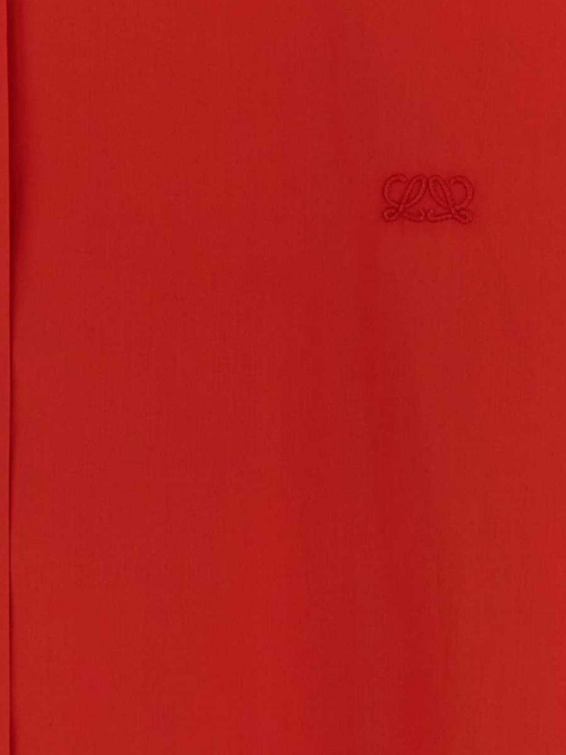 Loewe Women Loewe Long-Sleeve Cotton Mini Shirt Dress With Embroidered Logo