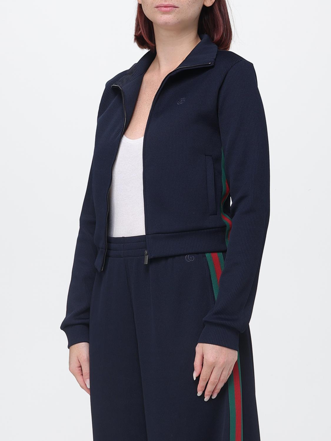 Gucci Women Gucci Web Stripe High Neck Slim Fit Technical Jersey Track Jacket GUCCI