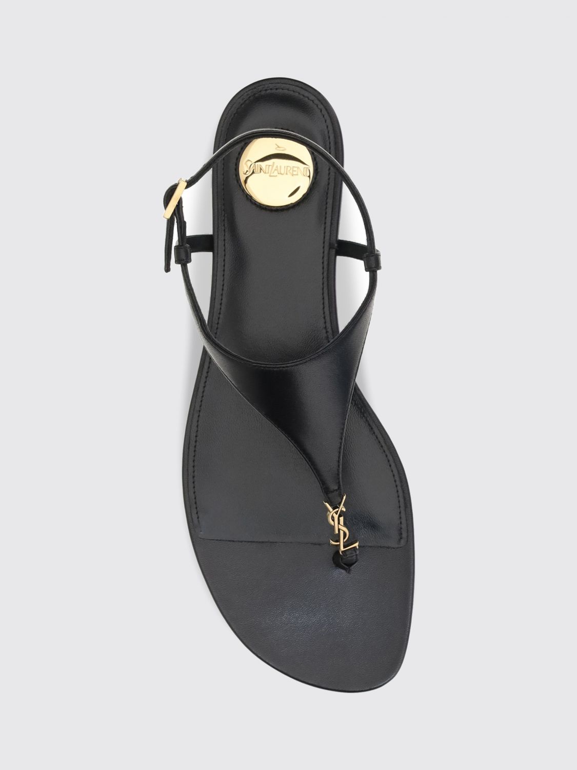 Saint Laurent Women Saint Laurent Cassandre Ysl Logo Calf Leather Thong Sandals SAINT LAURENT