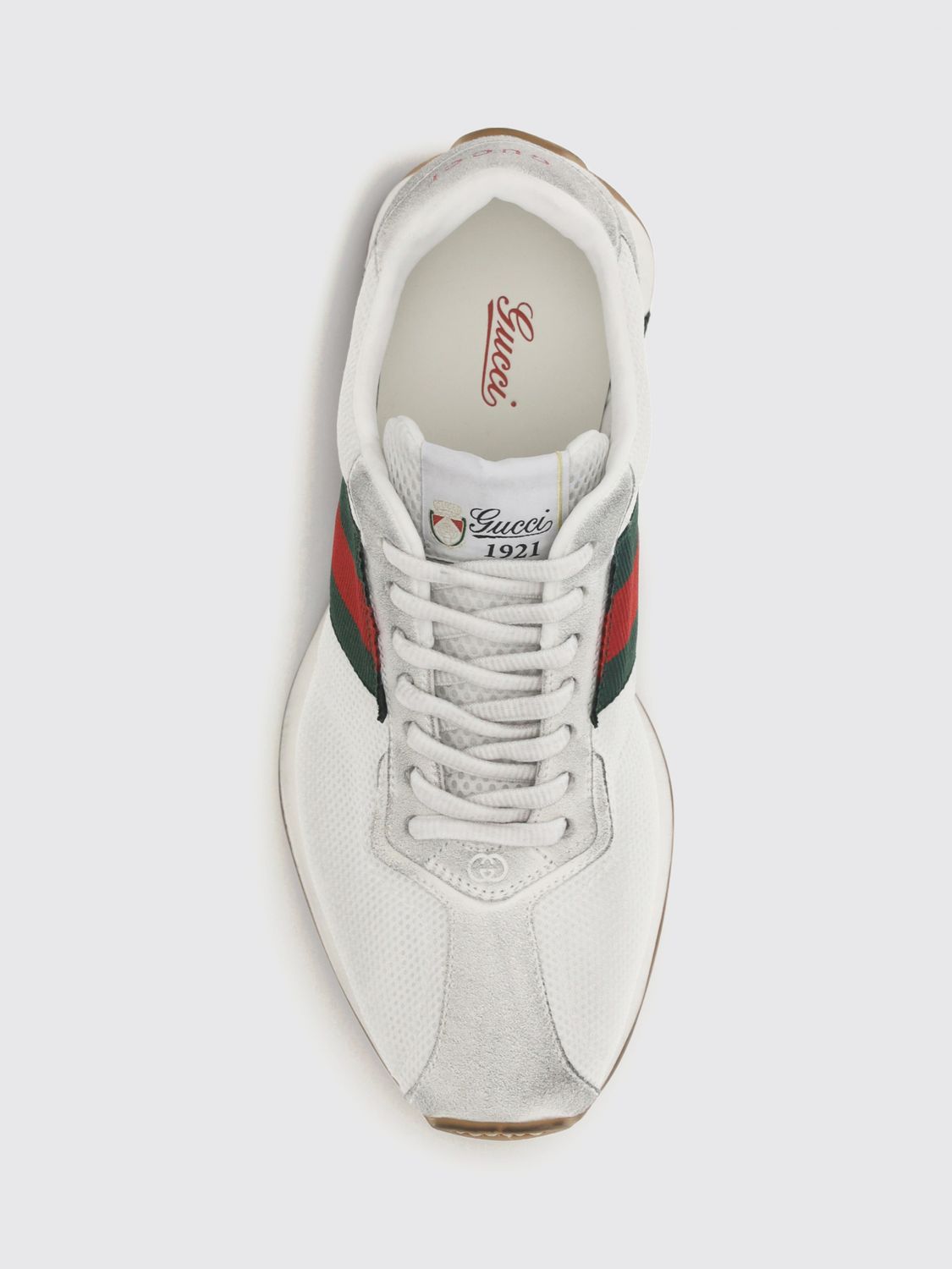 Gucci Women Tempo Low-Top Sneakers Gucci In Leather And Mesh With Web Detail GUCCI