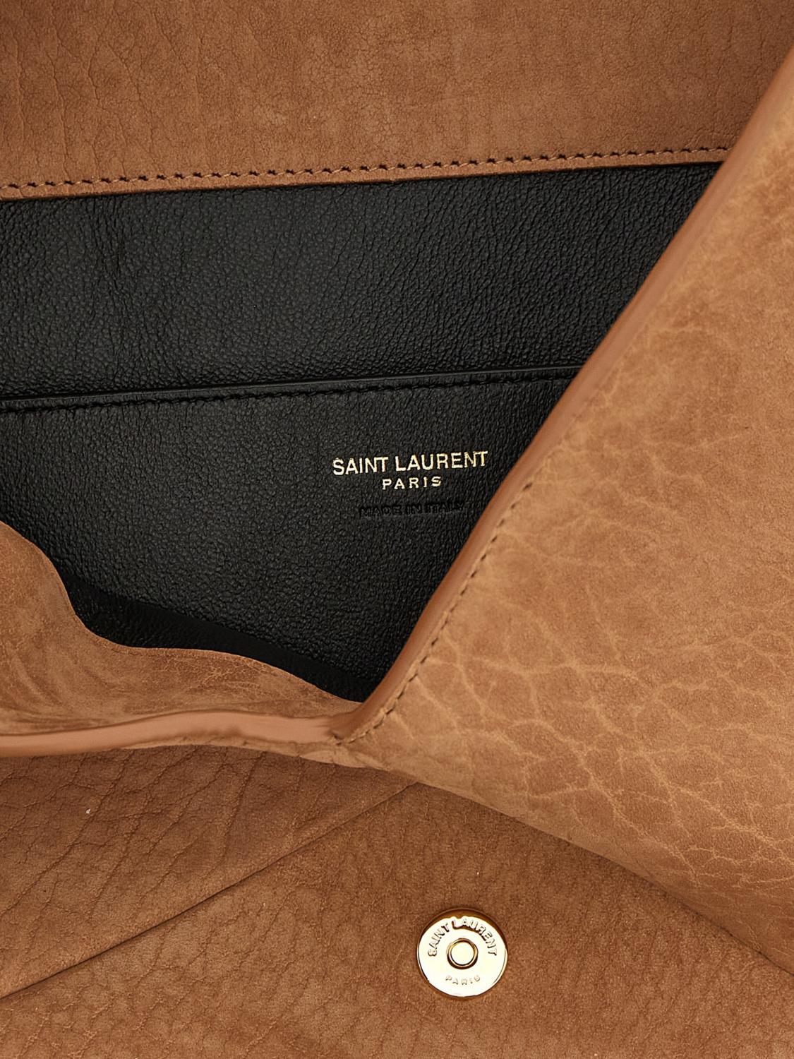 Saint Laurent Women Suede Calfskin Envelope Clutch Saint Laurent With Ysl Monogram SAINT LAURENT
